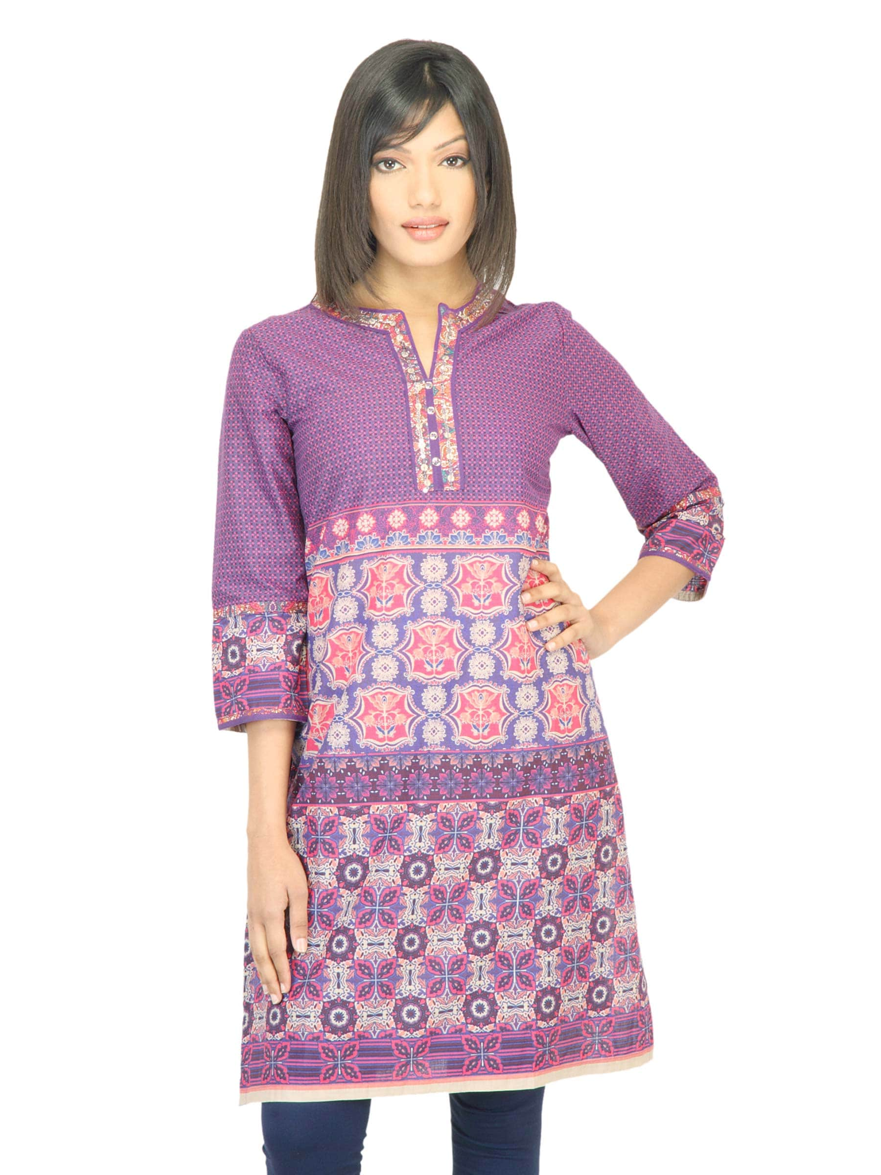 BIBA Women Printed Purple Kurta