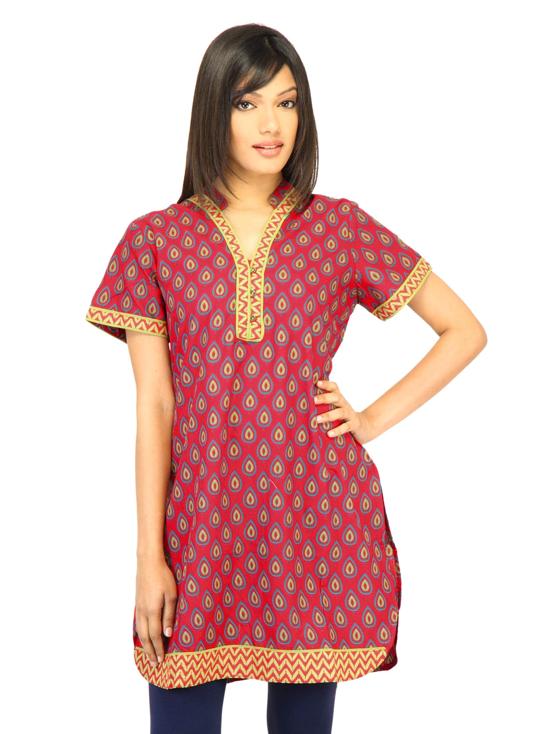 BIBA Women Printed Red Kurta