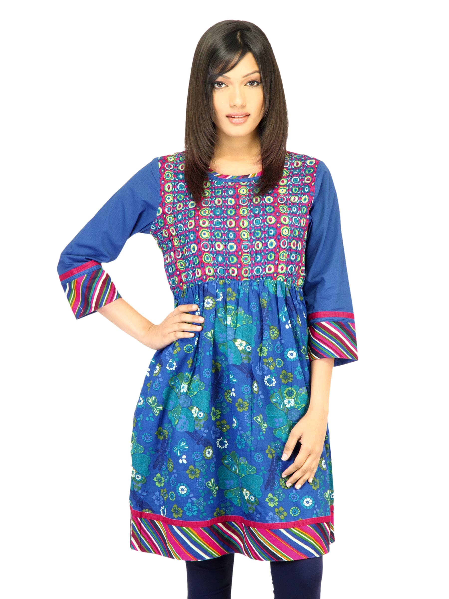 BIBA Women Printed Blue Kurta