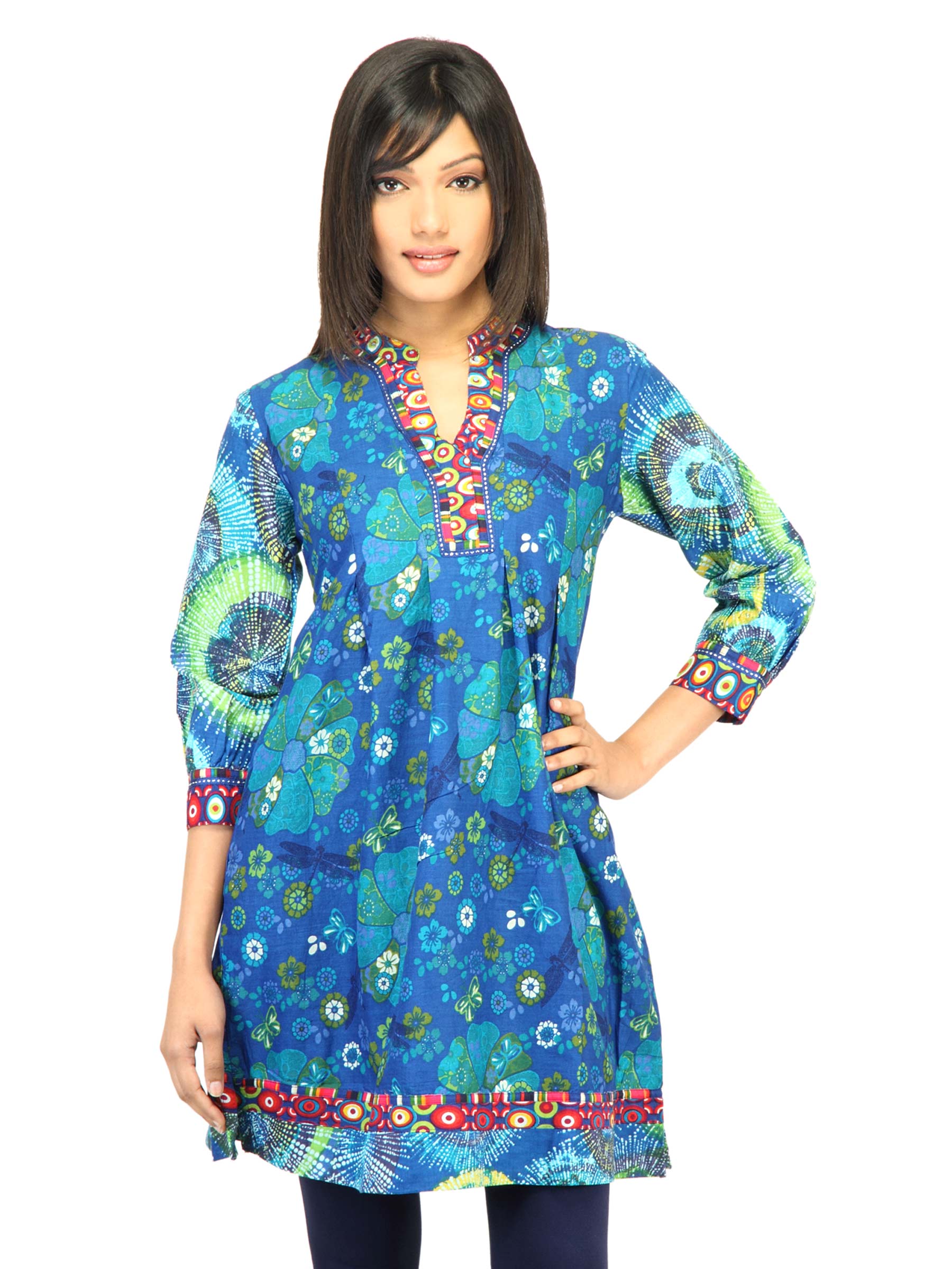 BIBA Women Printed Blue Kurta