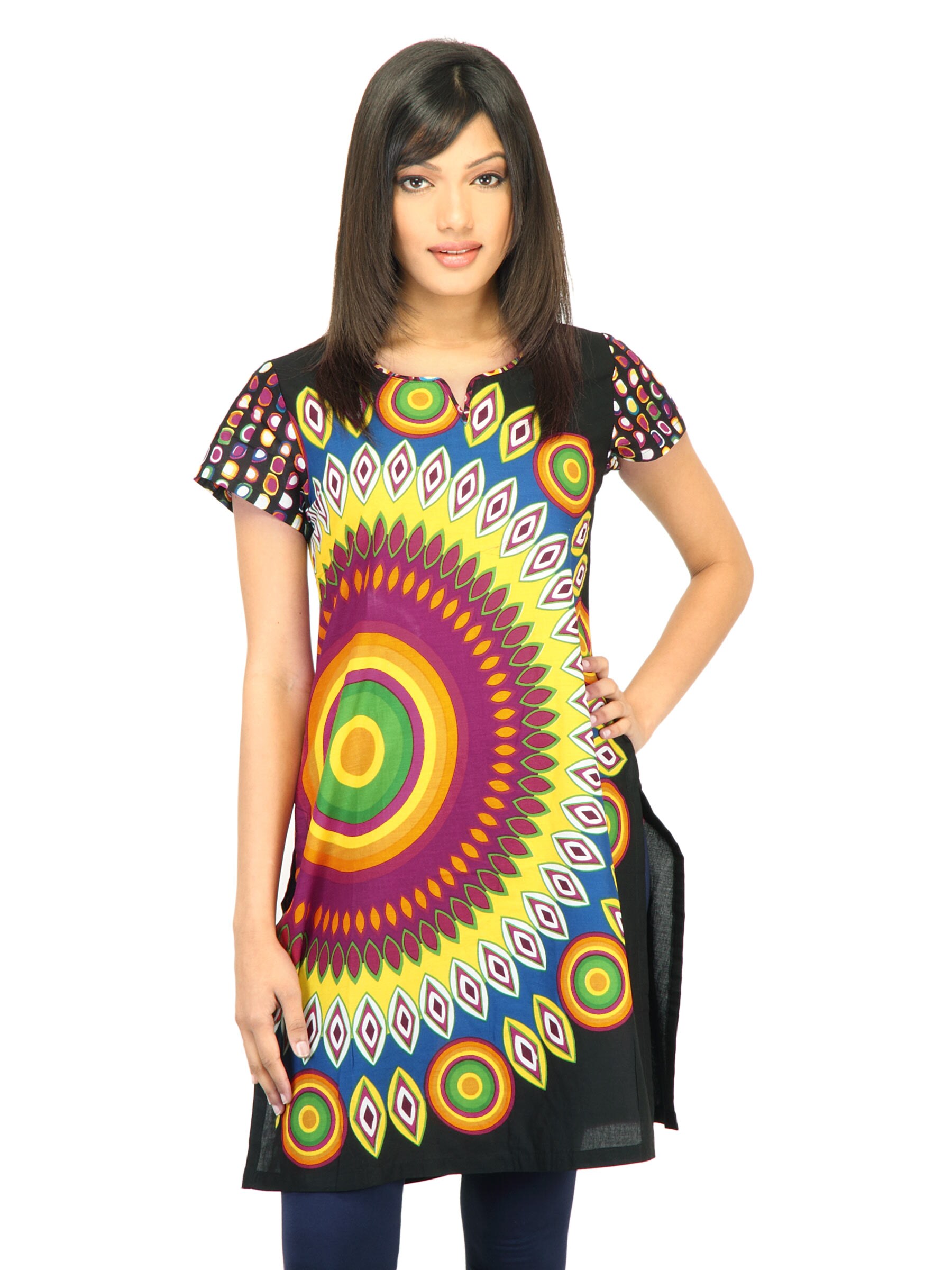 BIBA Women Printed Black Kurta