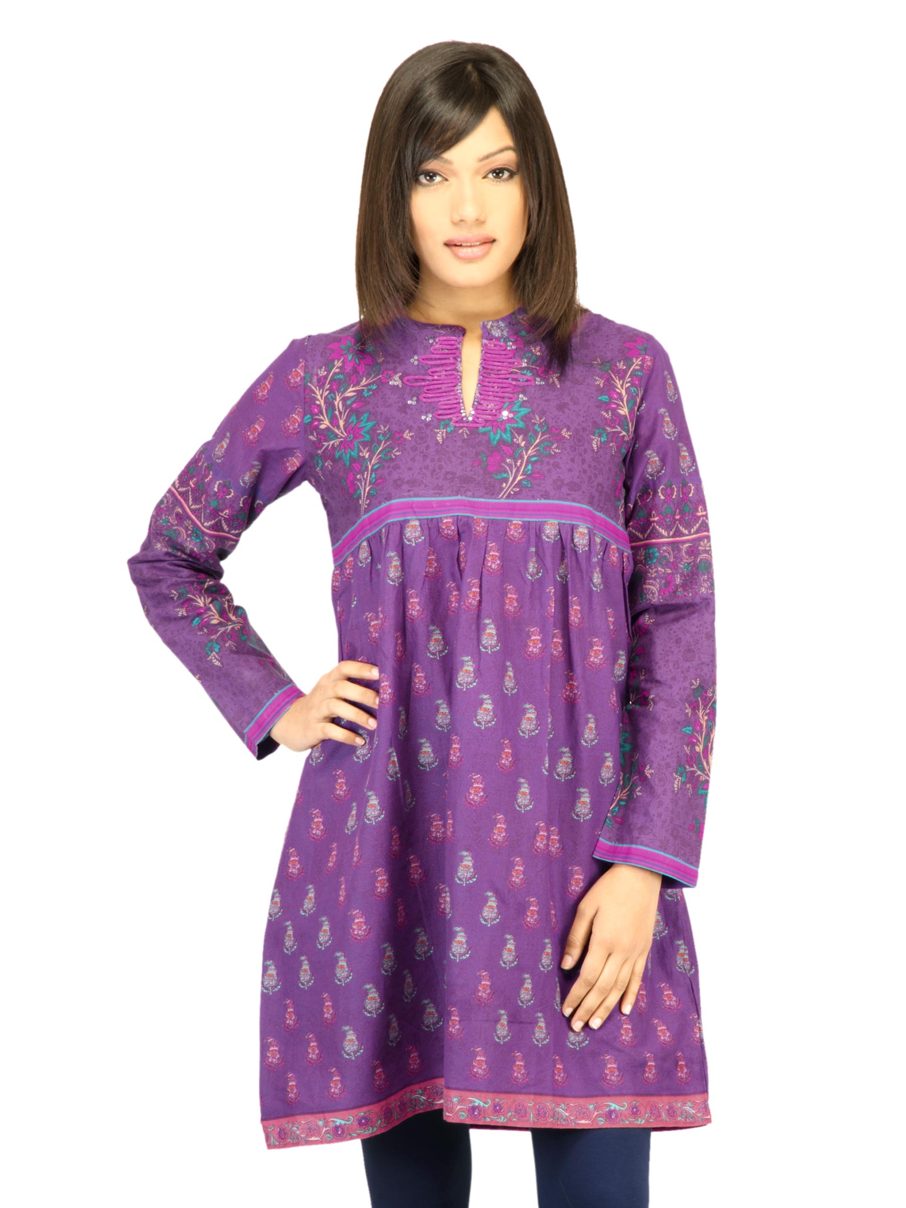 BIBA Women Printed Purple Kurta