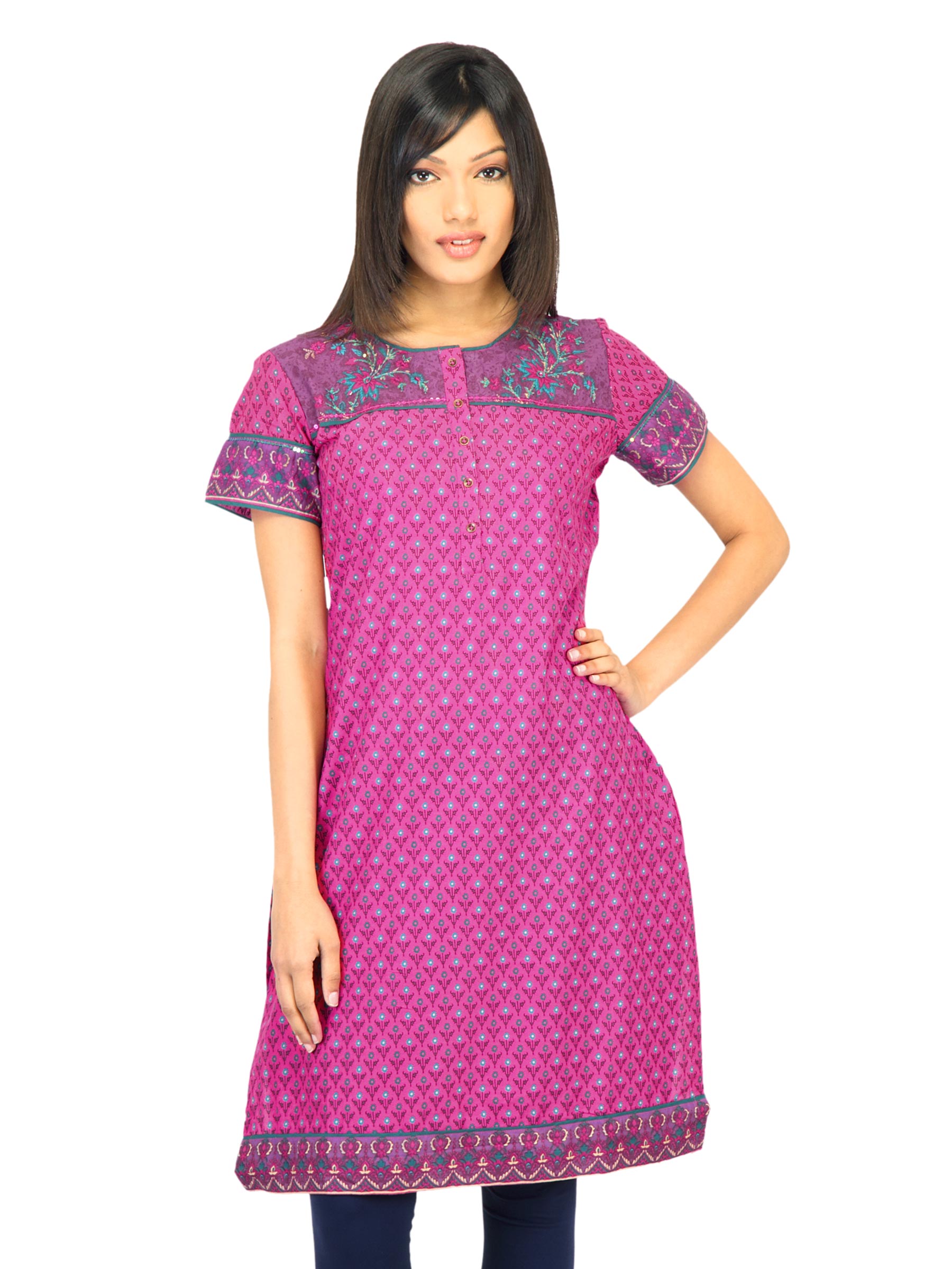 BIBA Women Printed Pink Kurta