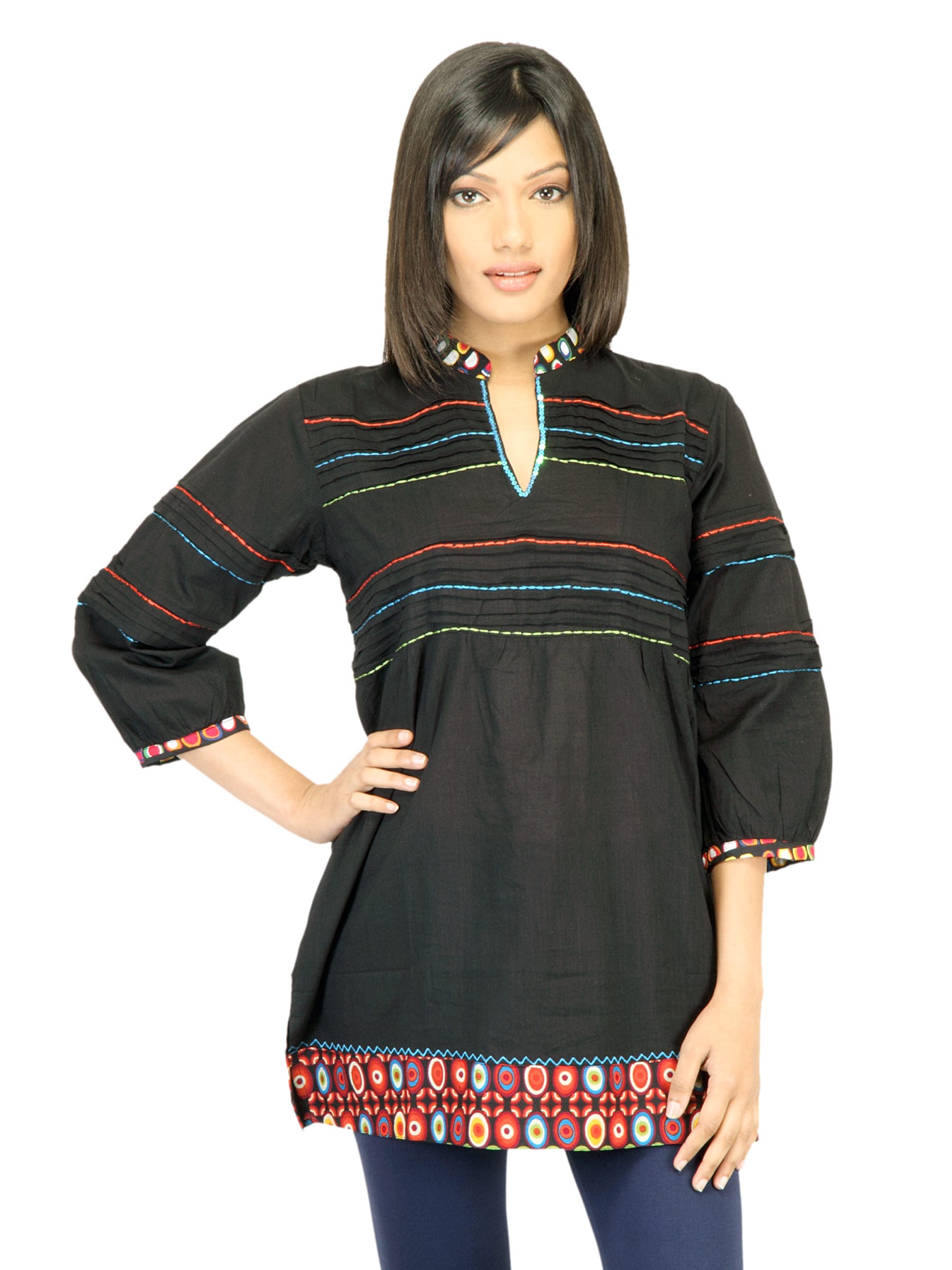 BIBA Women Sequin Black Kurta