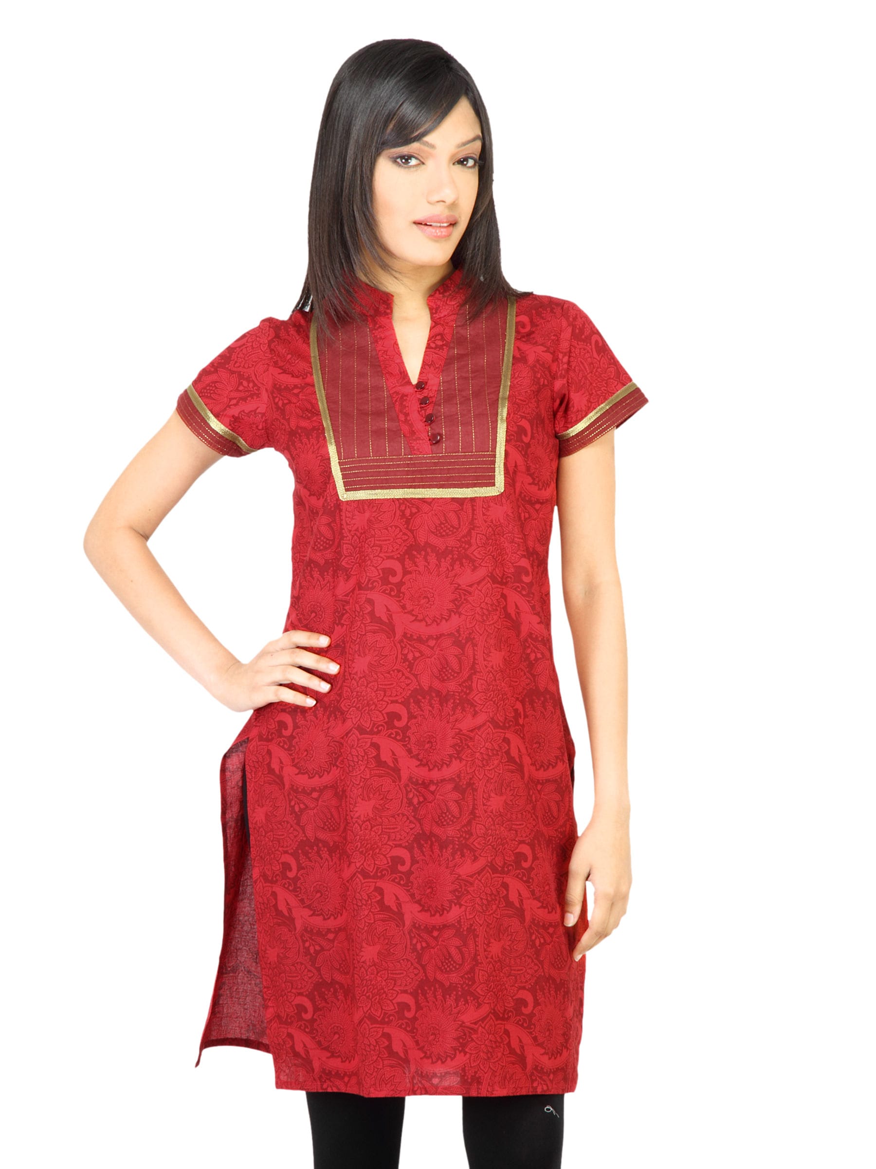 Vishudh Women Printed Rust Red Kurta