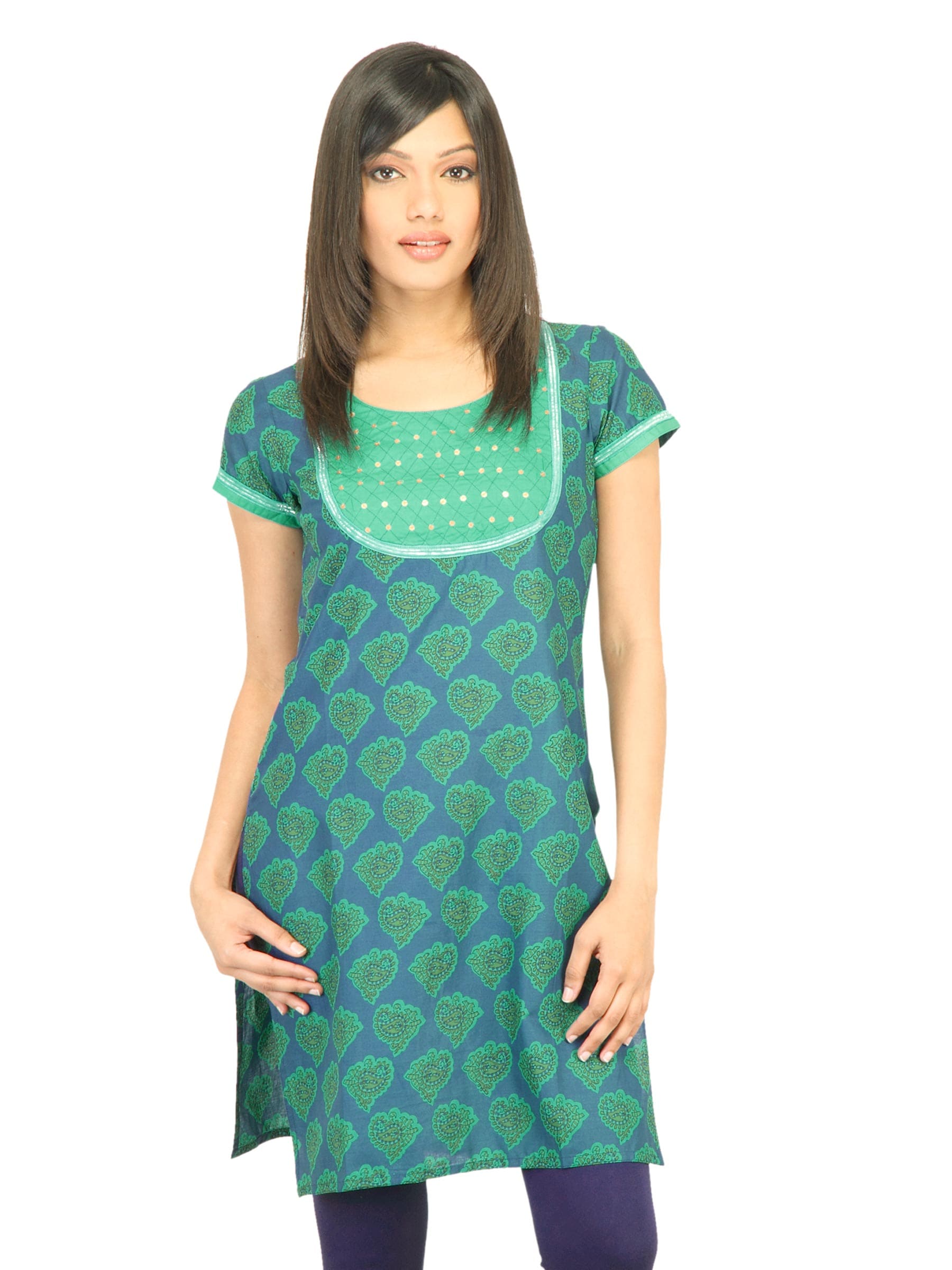 Vishudh Women Printed Blue Kurta