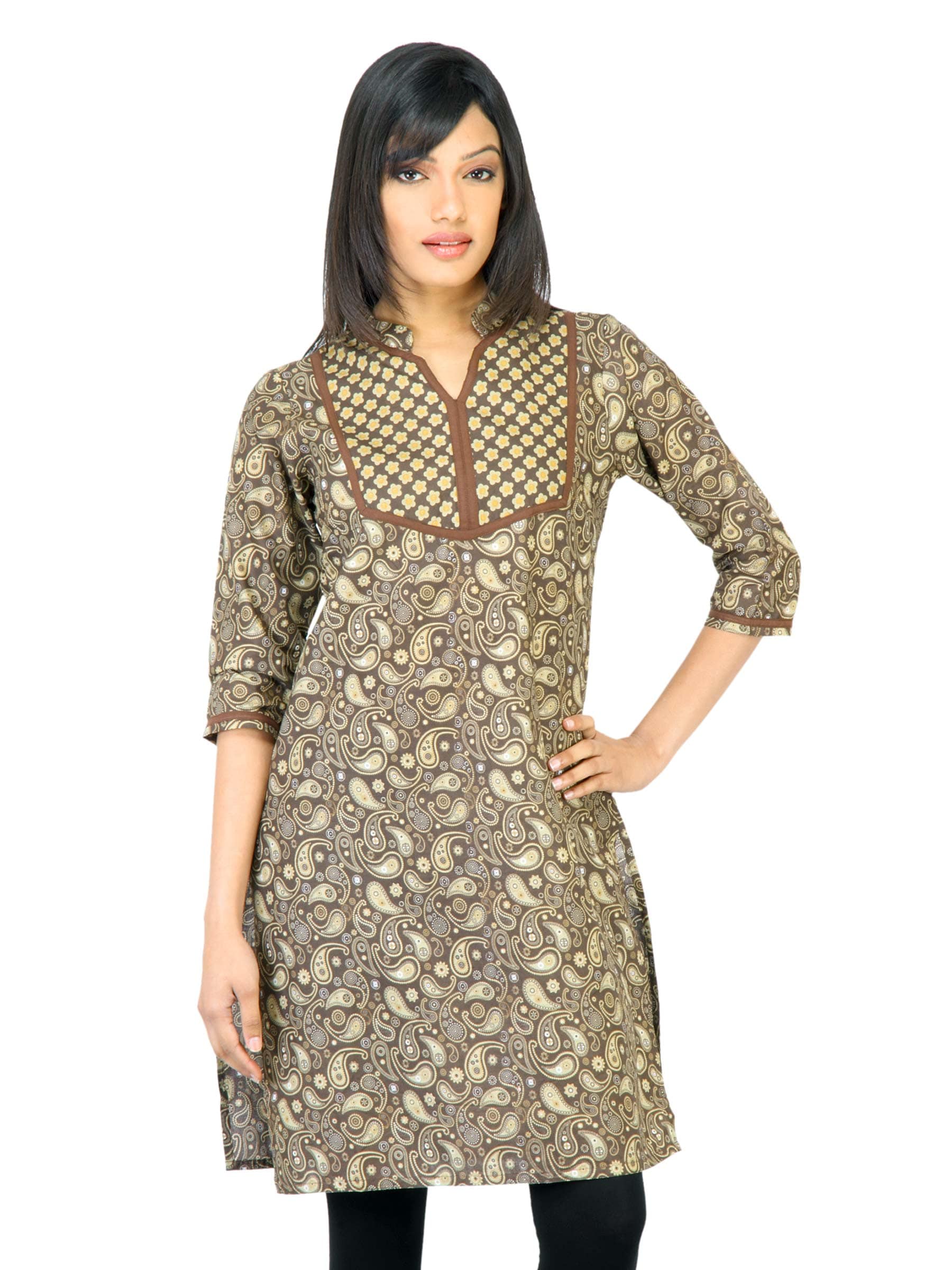 Vishudh Women Printed Brown Kurta