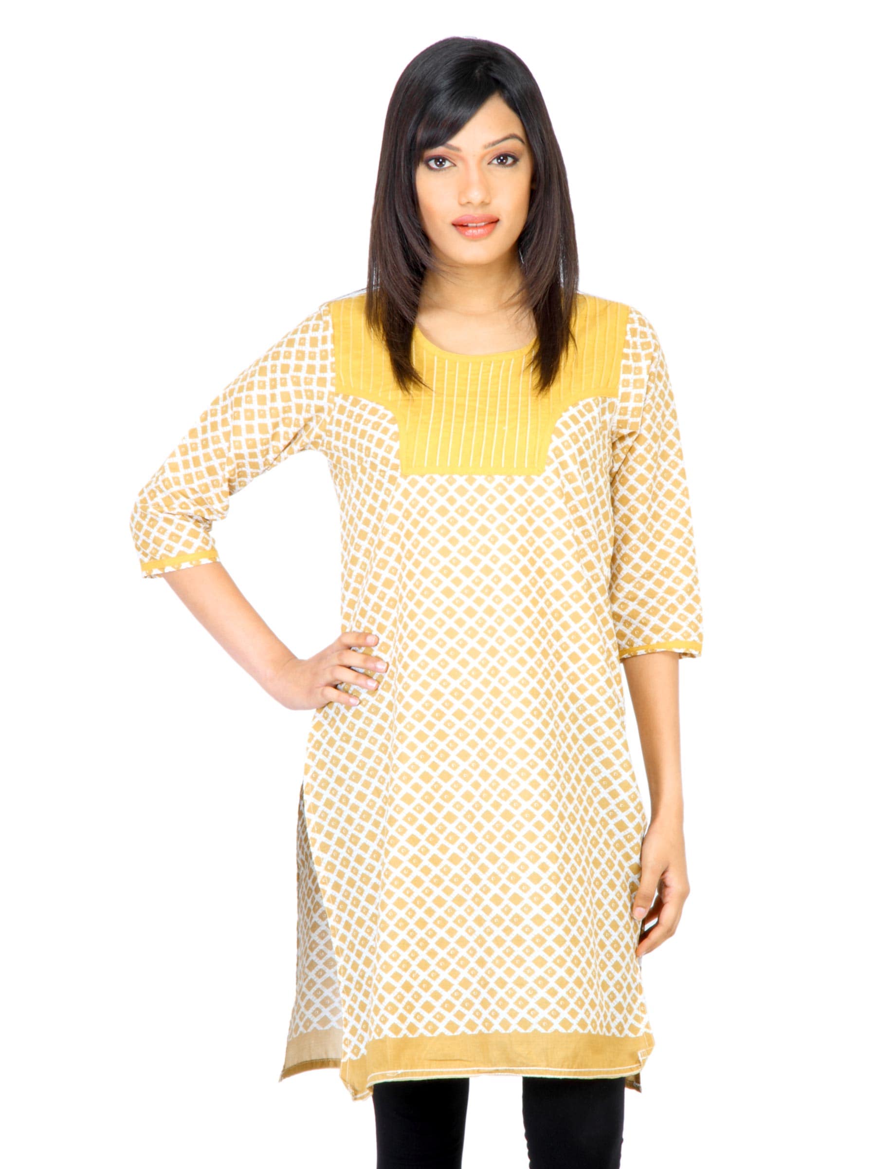 Vishudh Women Mustard Printed Kurta