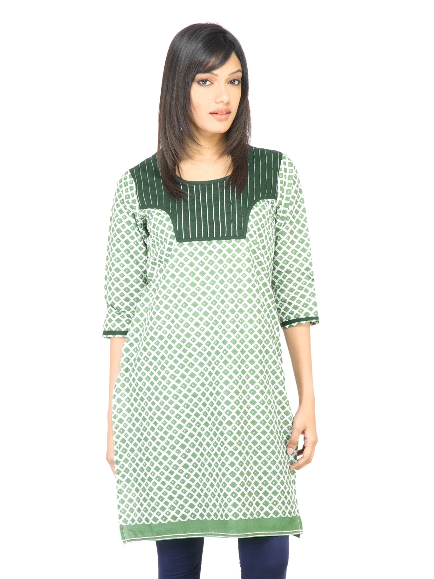 Vishudh Women Printed Green Kurta