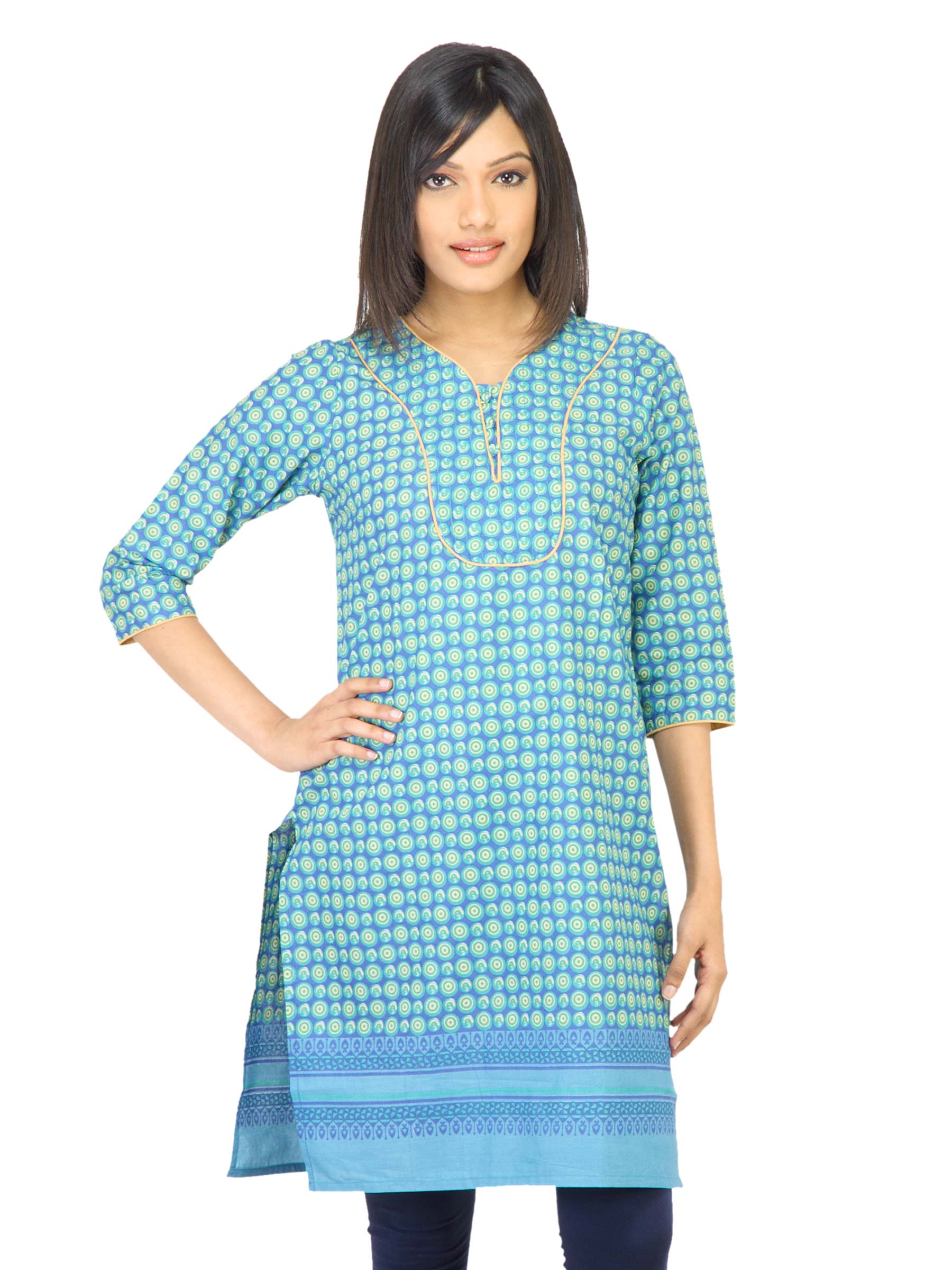 Vishudh Women Printed Blue Kurta