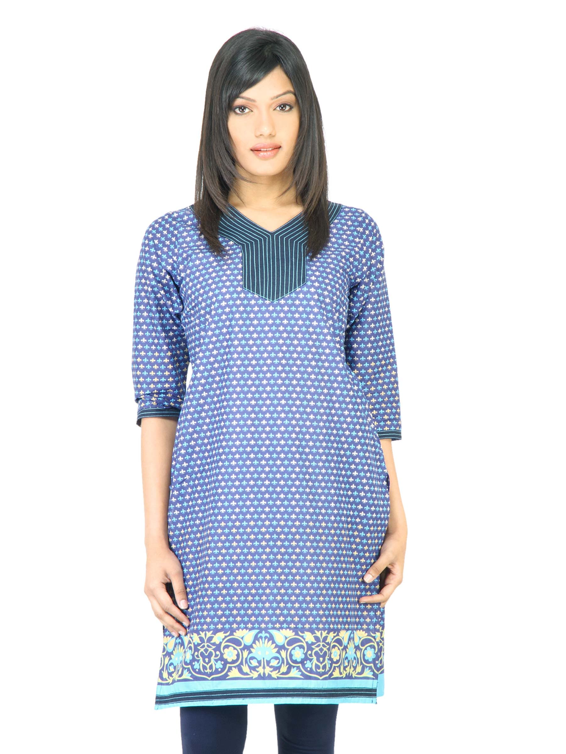 Vishudh Women Printed Blue Kurta