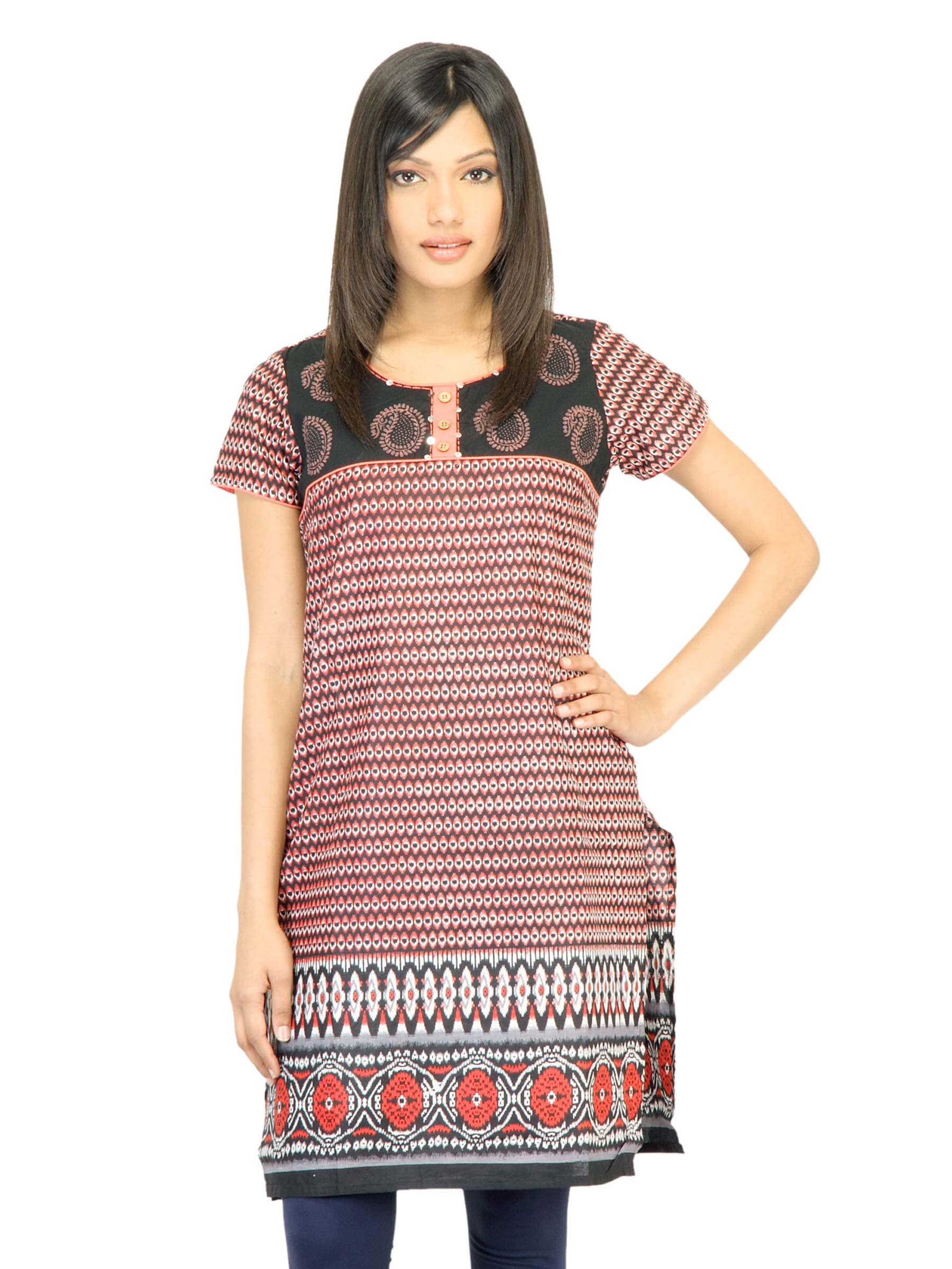 Vishudh Women Printed Black Kurta