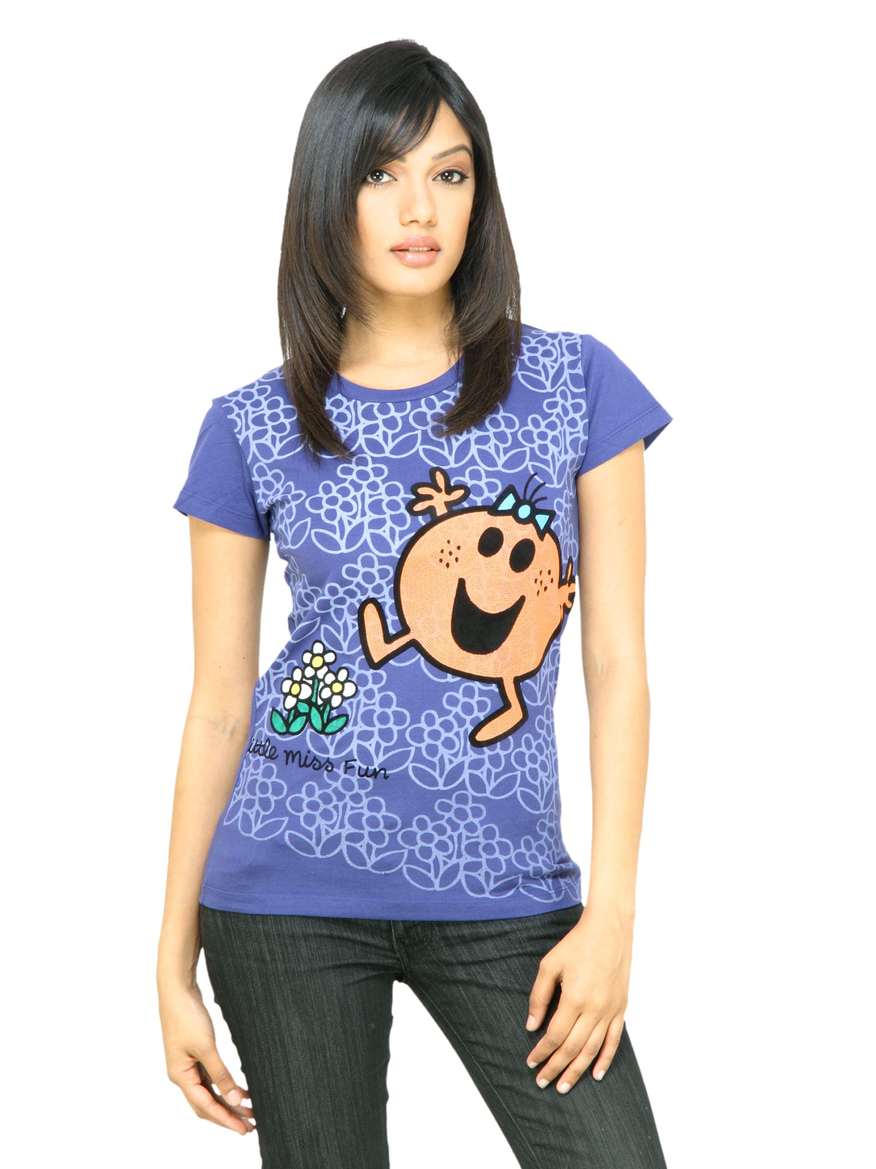 Little Miss Women Funny Blue T-shirt