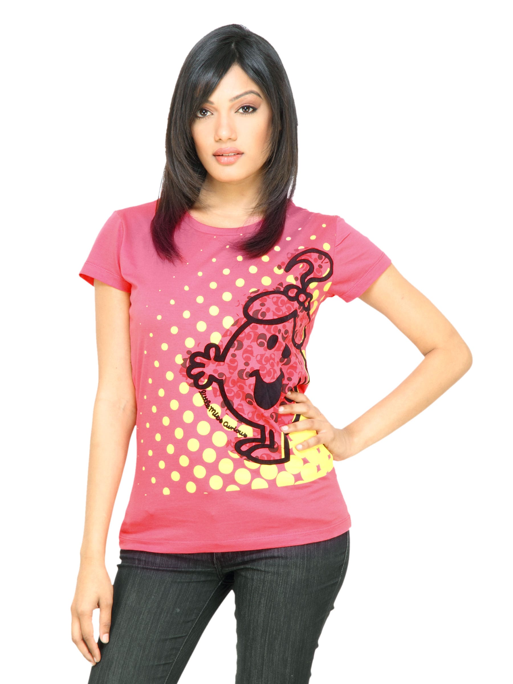Little Miss Women Polka Dot Pink T-shirt