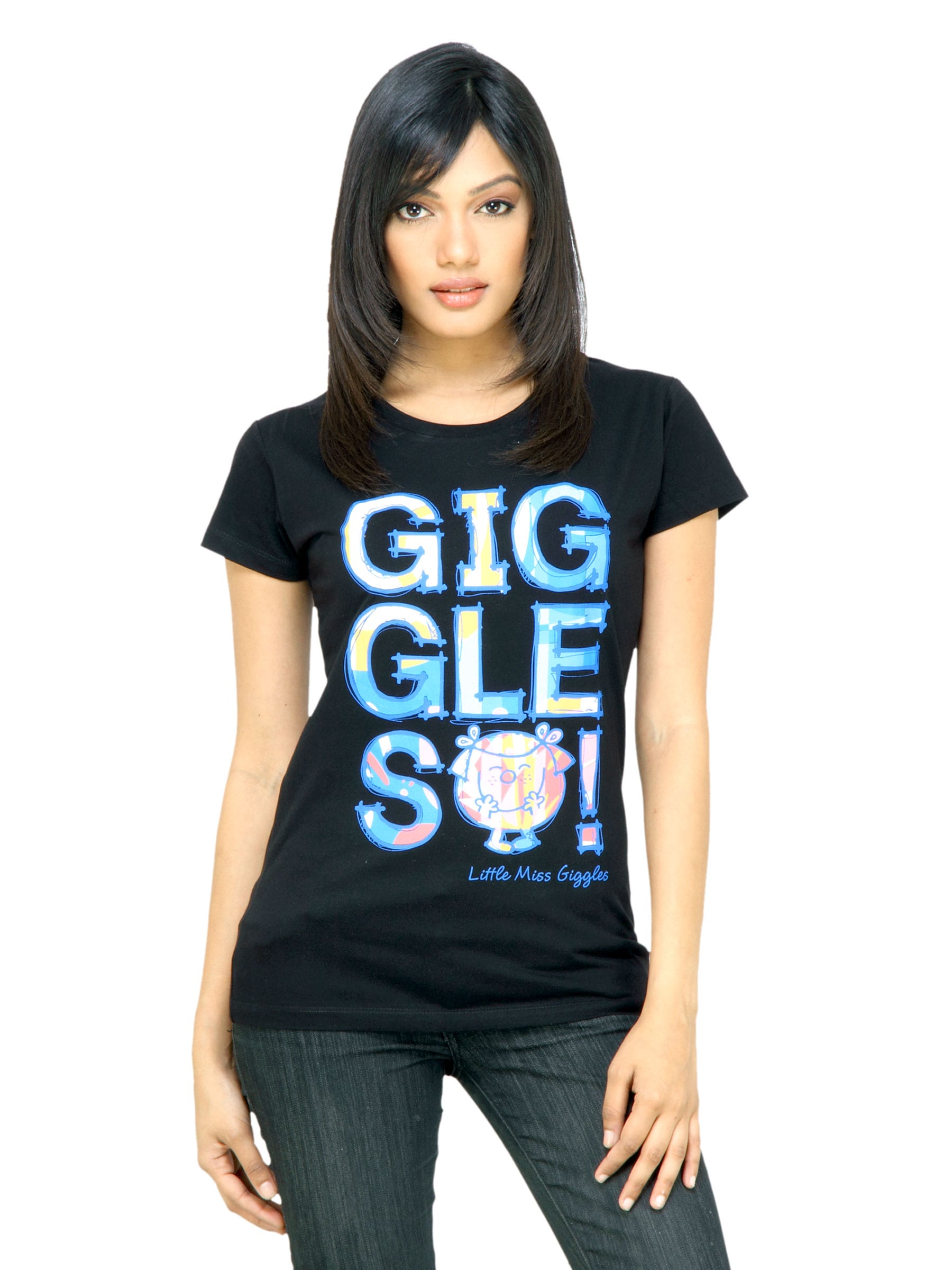 Little Miss Women Giggles Black T-shirt