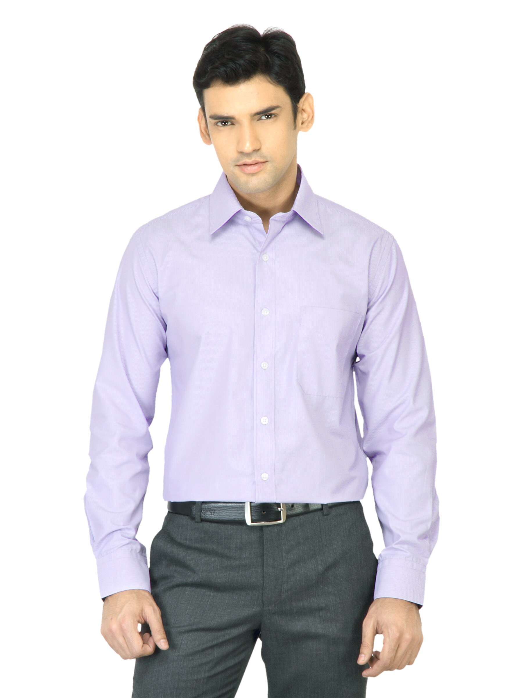 Mark Taylor Men Purple & White Striped Shirt