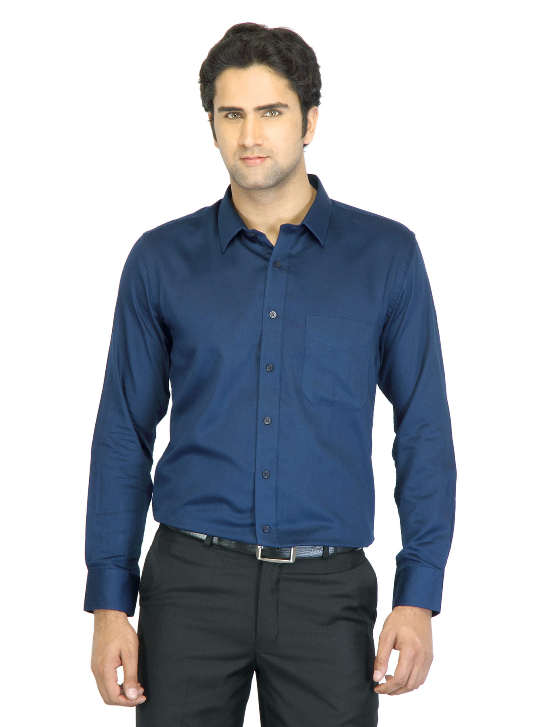 Mark Taylor Men Solid Dark Blue Shirt