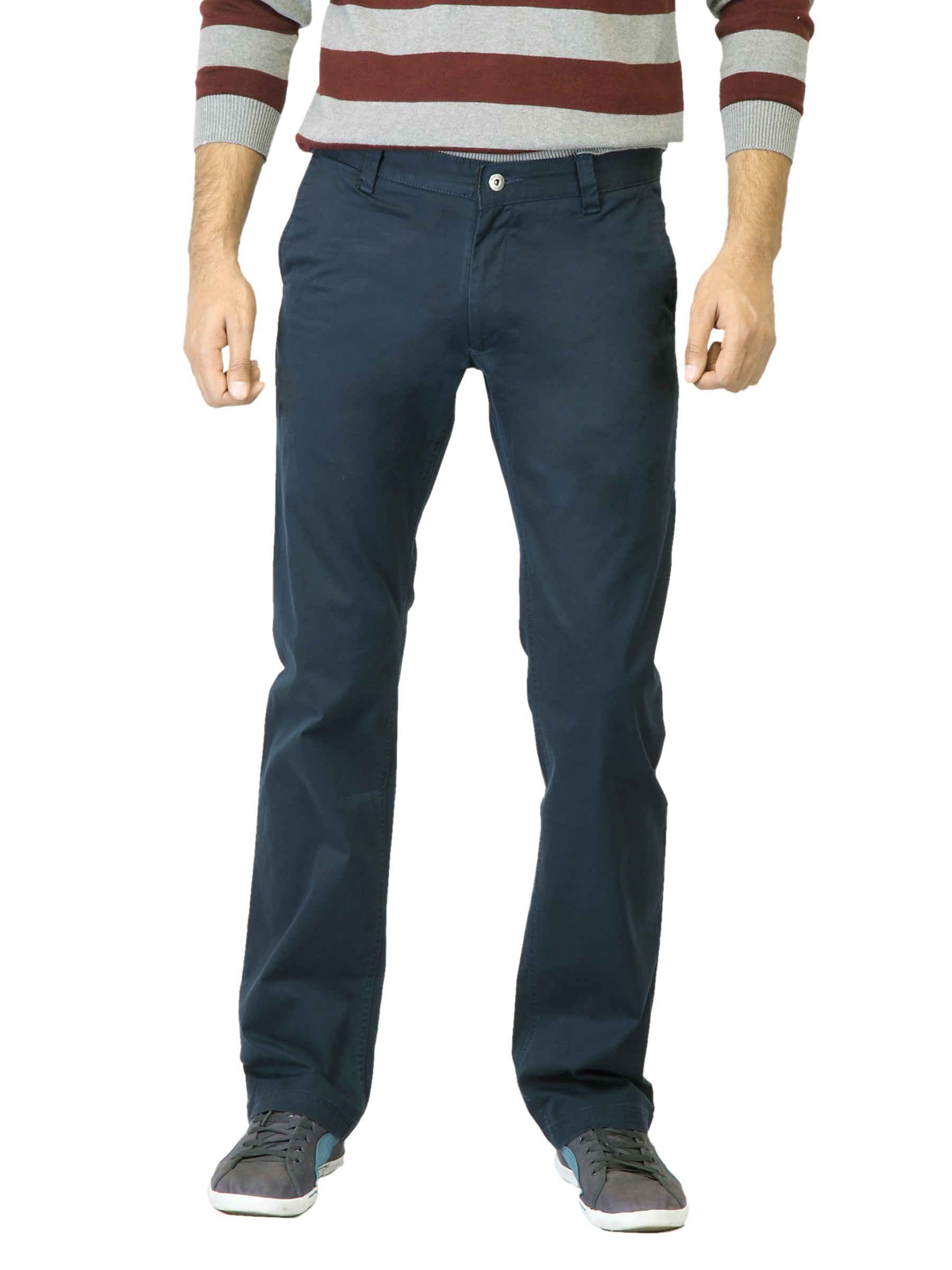 Mark Taylor Men Solid Navy Blue Trouser