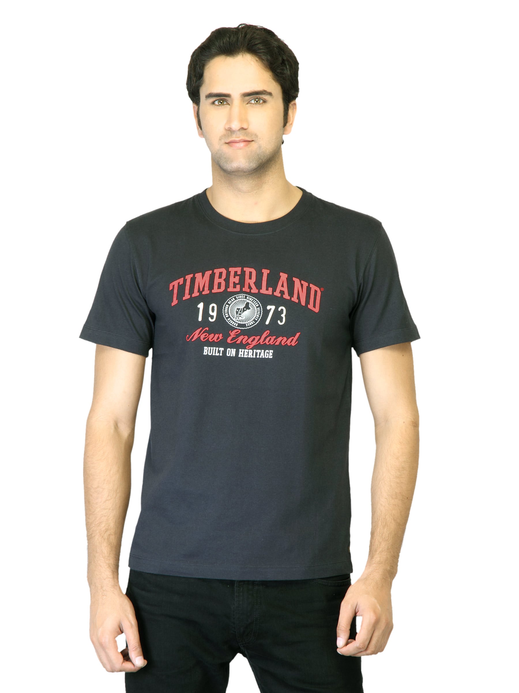Timberland Men Black Linear Logo T-Shirt