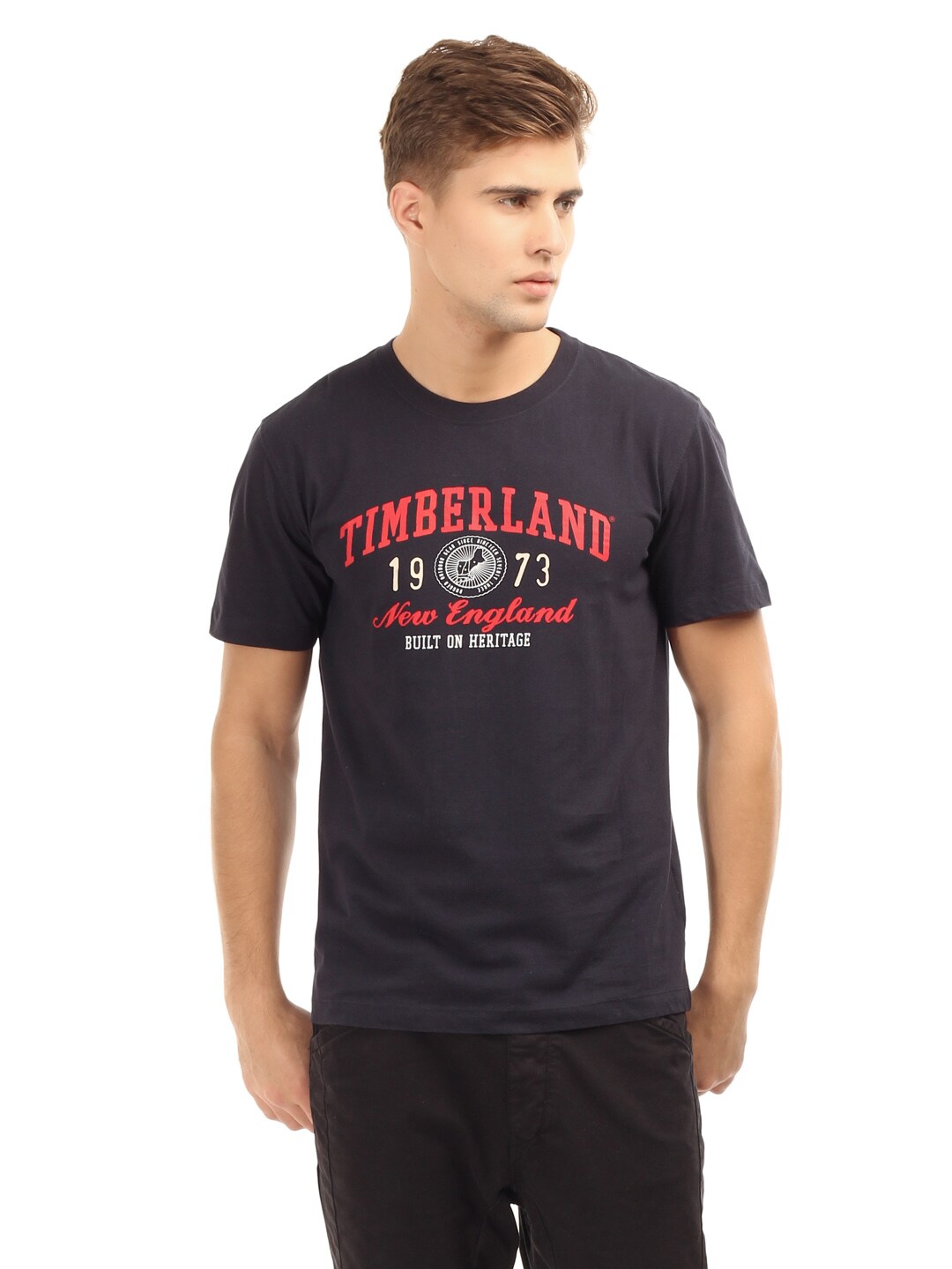 Timberland Men Printed Black T-shirt