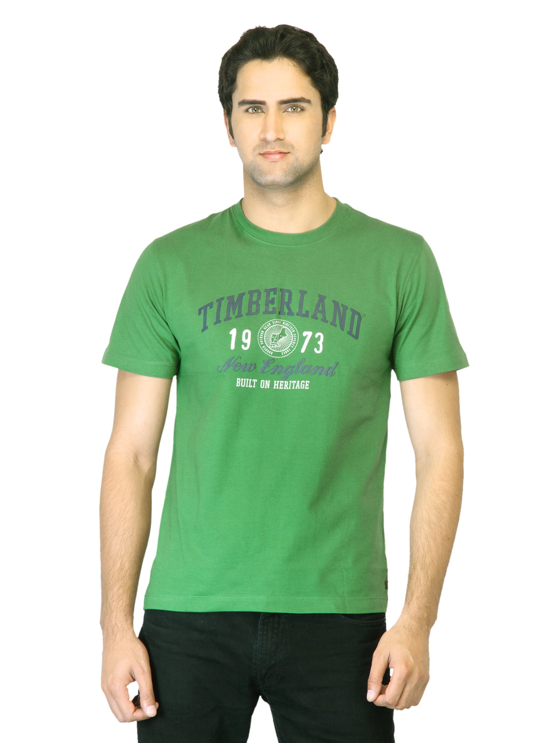 Timberland Men Green Linear Logo T-Shirt