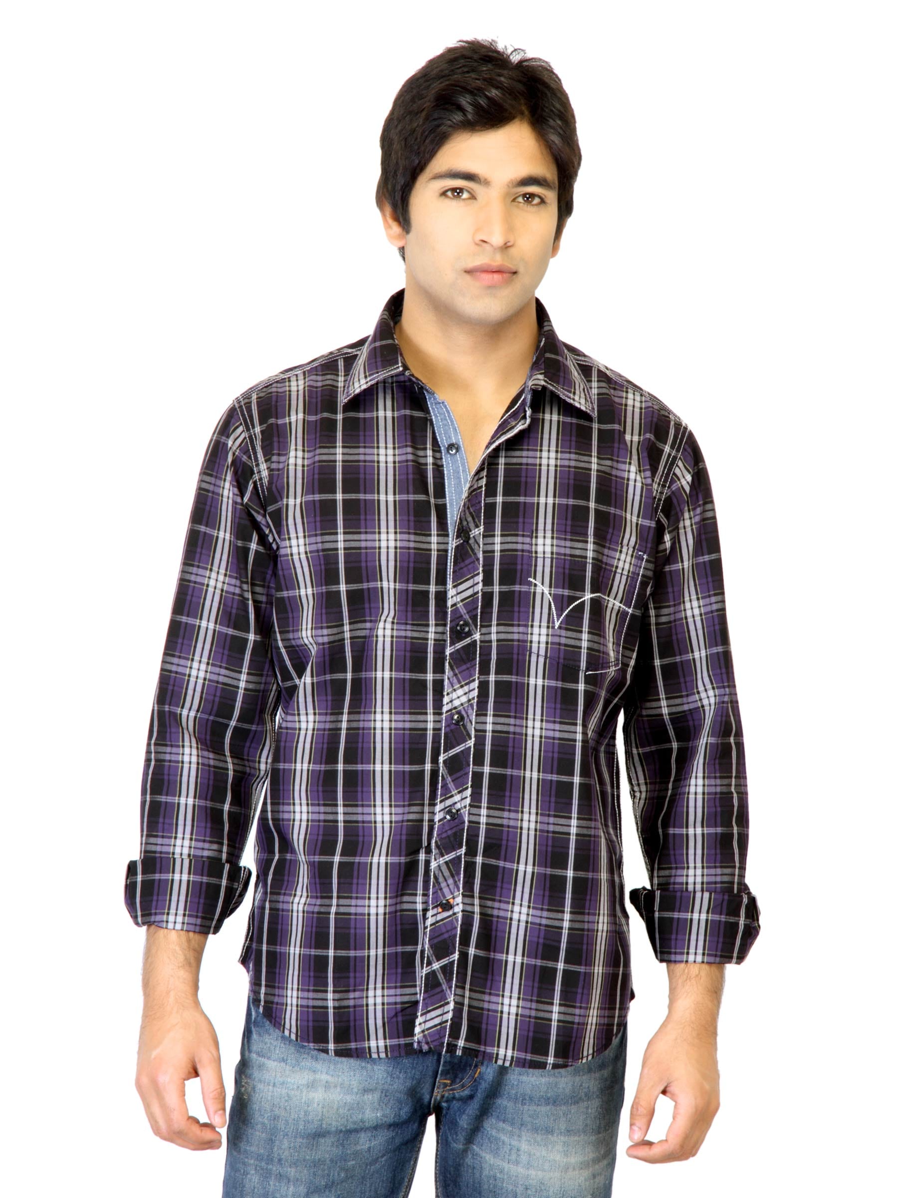 Highlander Men Black Check Shirt