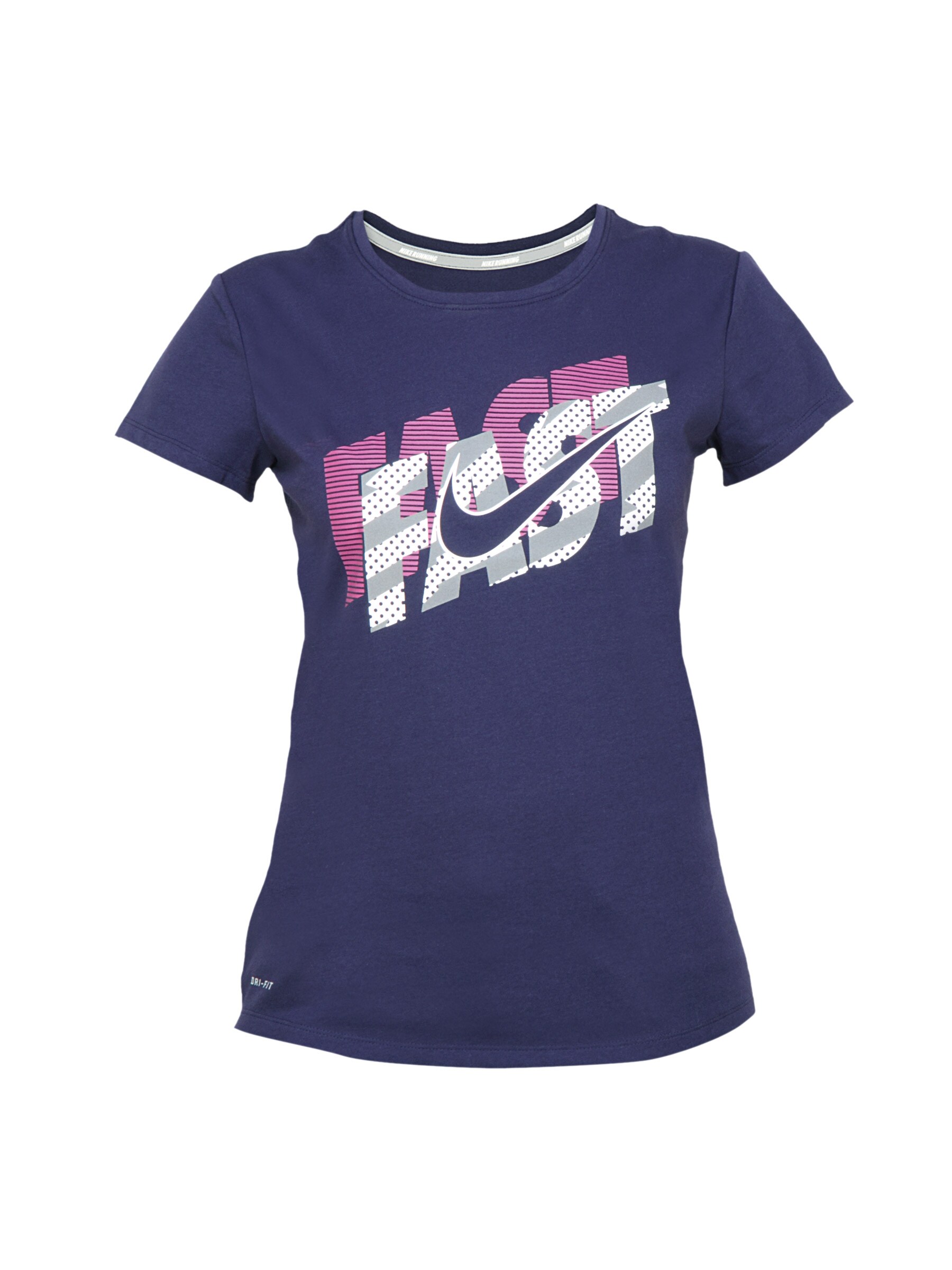 Nike Women Printed Navy Blue T-shirt