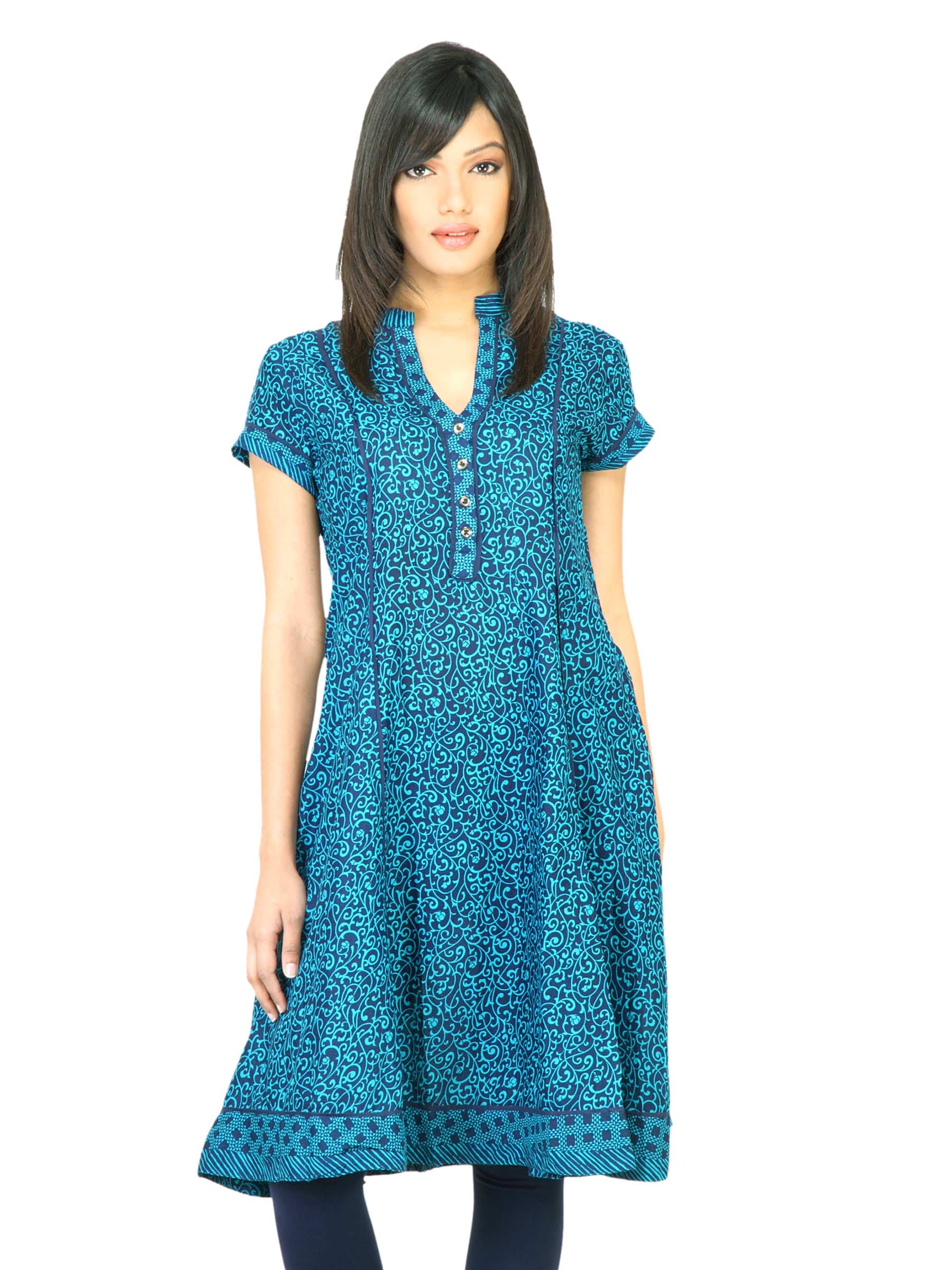 BIBA Women Printed Blue Kurta