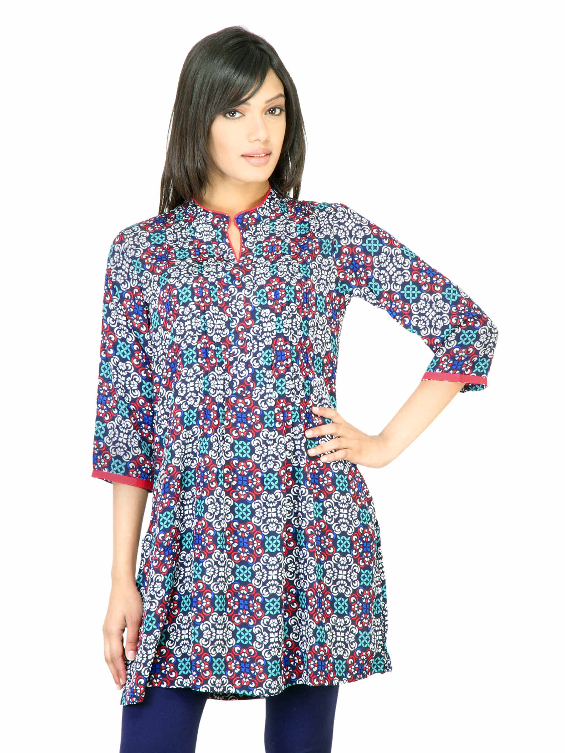 BIBA Women Printed Blue Kurta