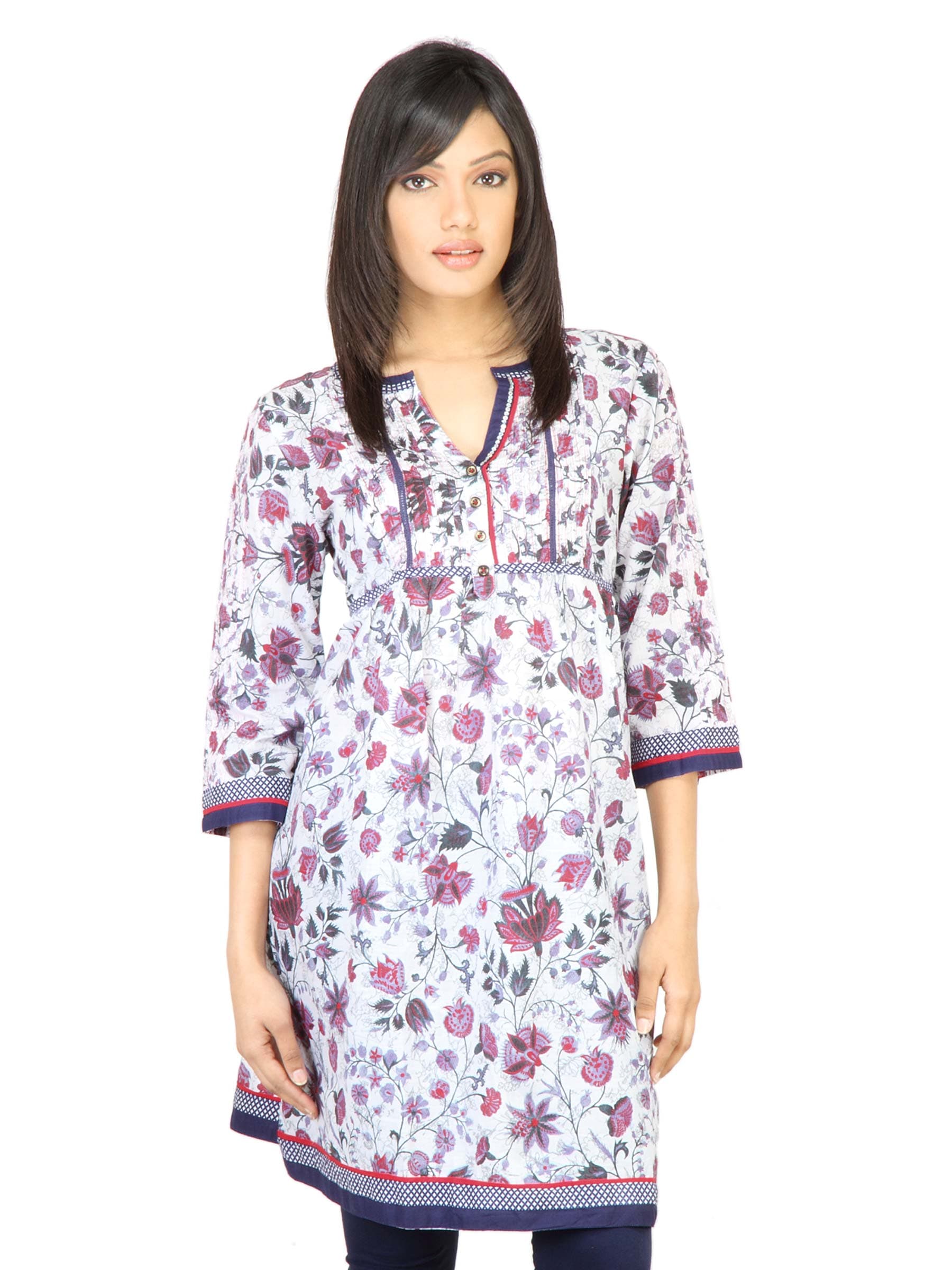 BIBA Women Printed White Kurta