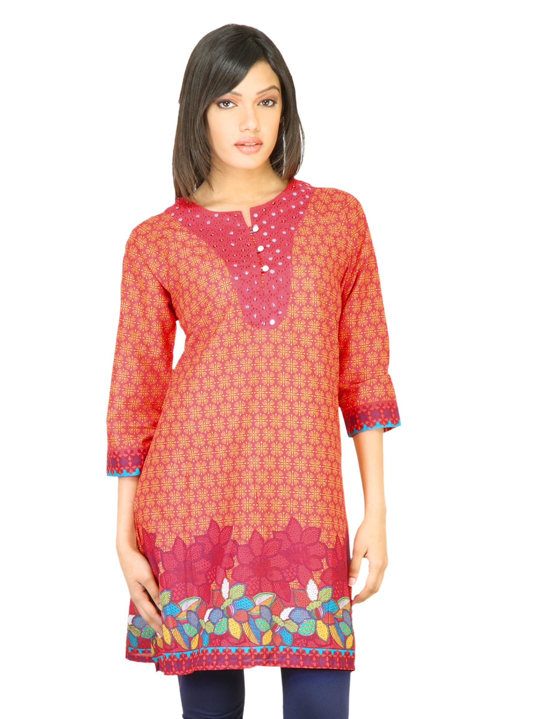 BIBA Women Printed Red Kurta