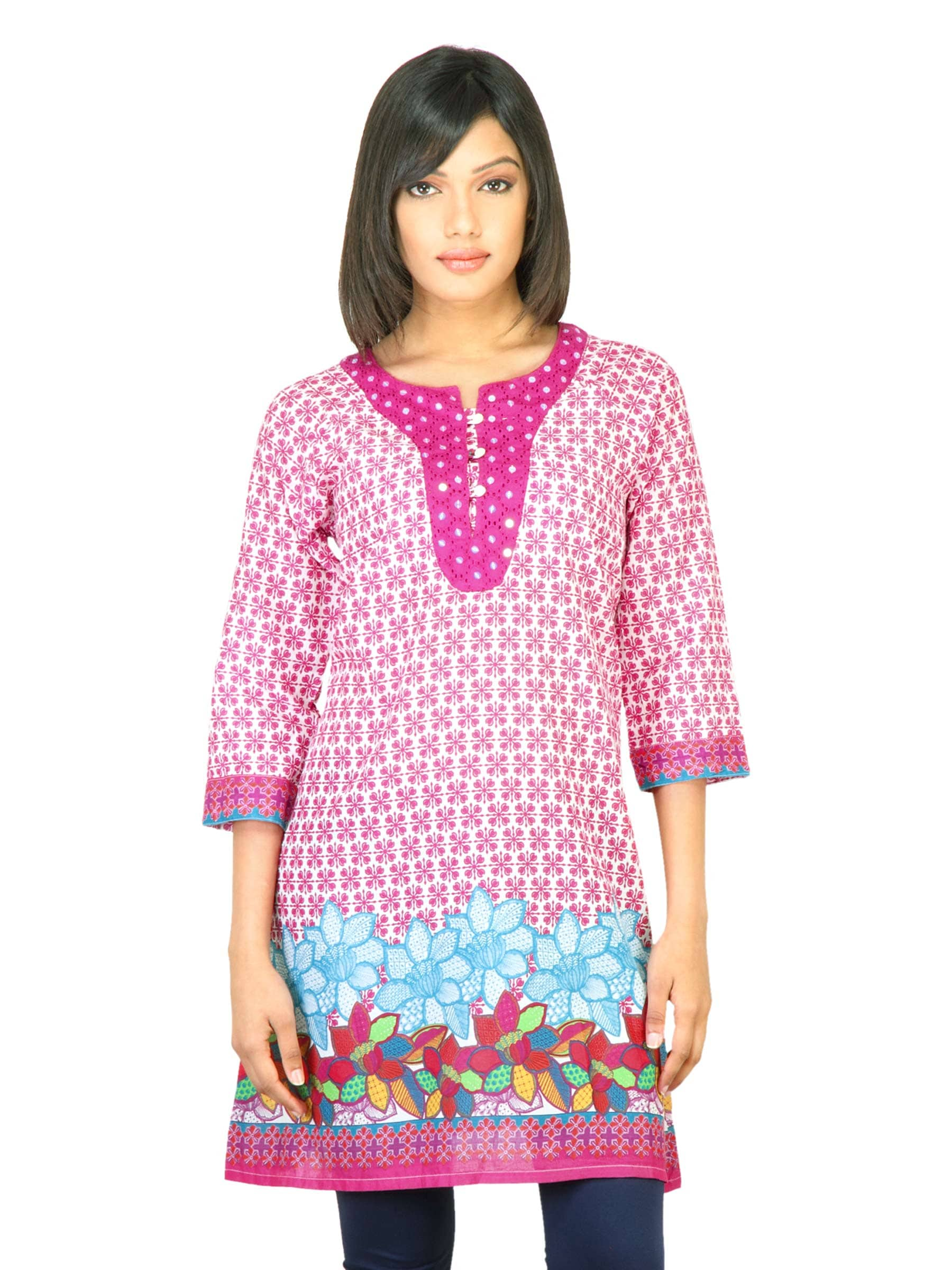 BIBA Women Printed White Kurta