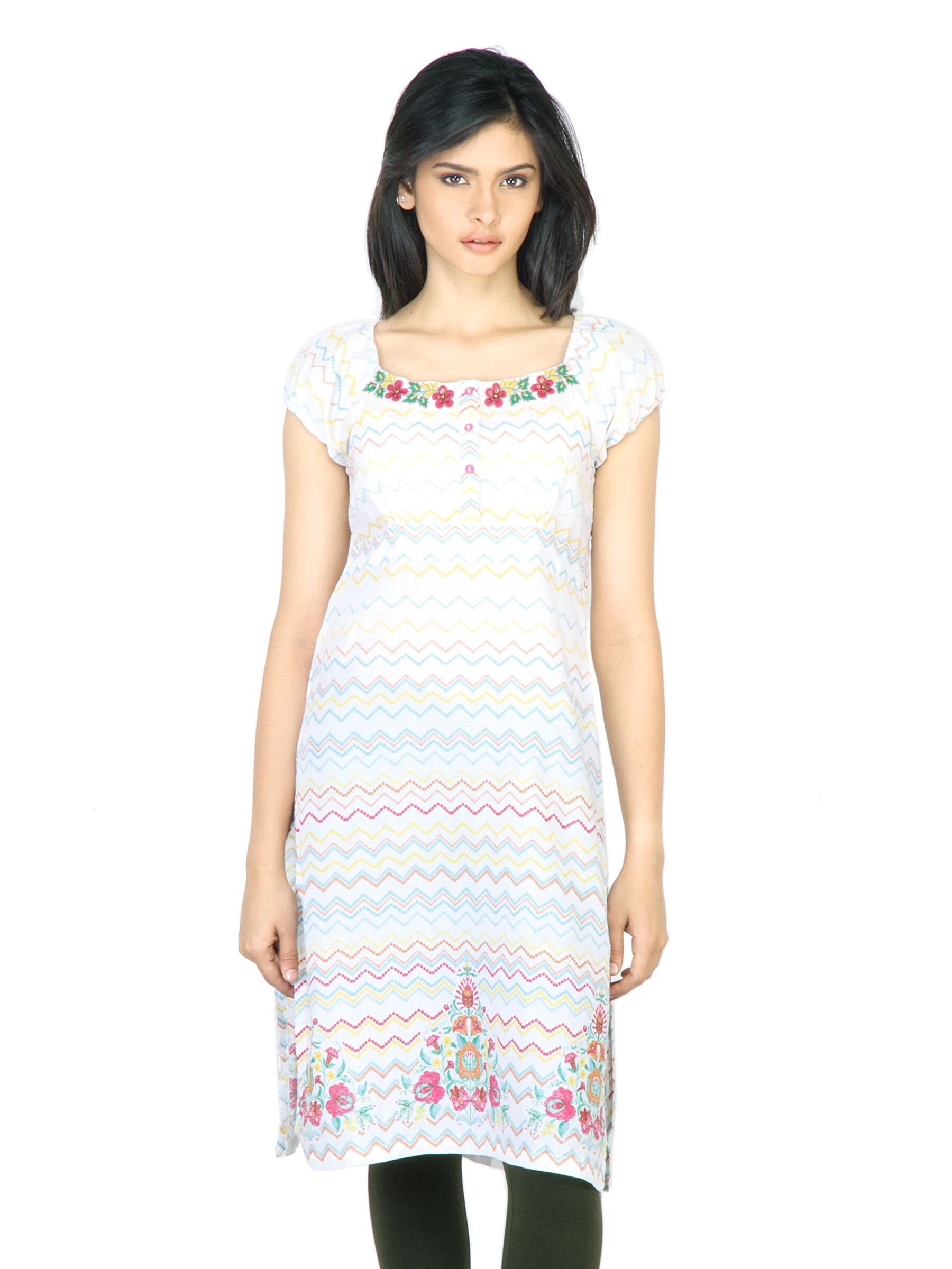 BIBA Women Printed White Kurta