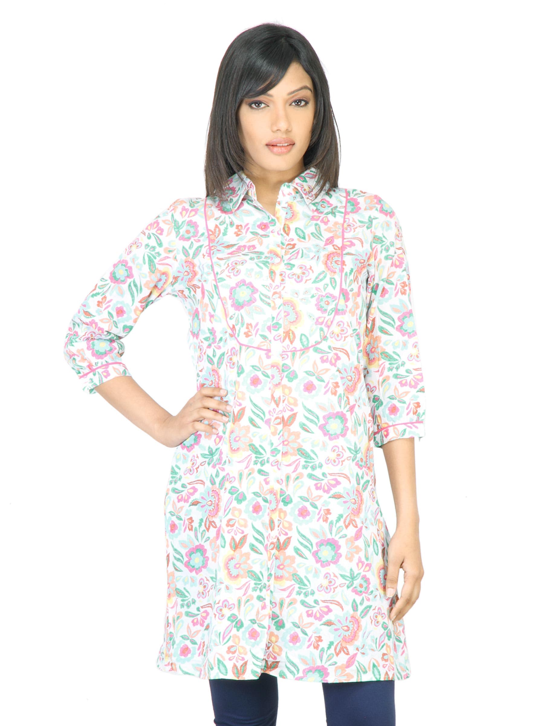 BIBA Women Printed White Kurta