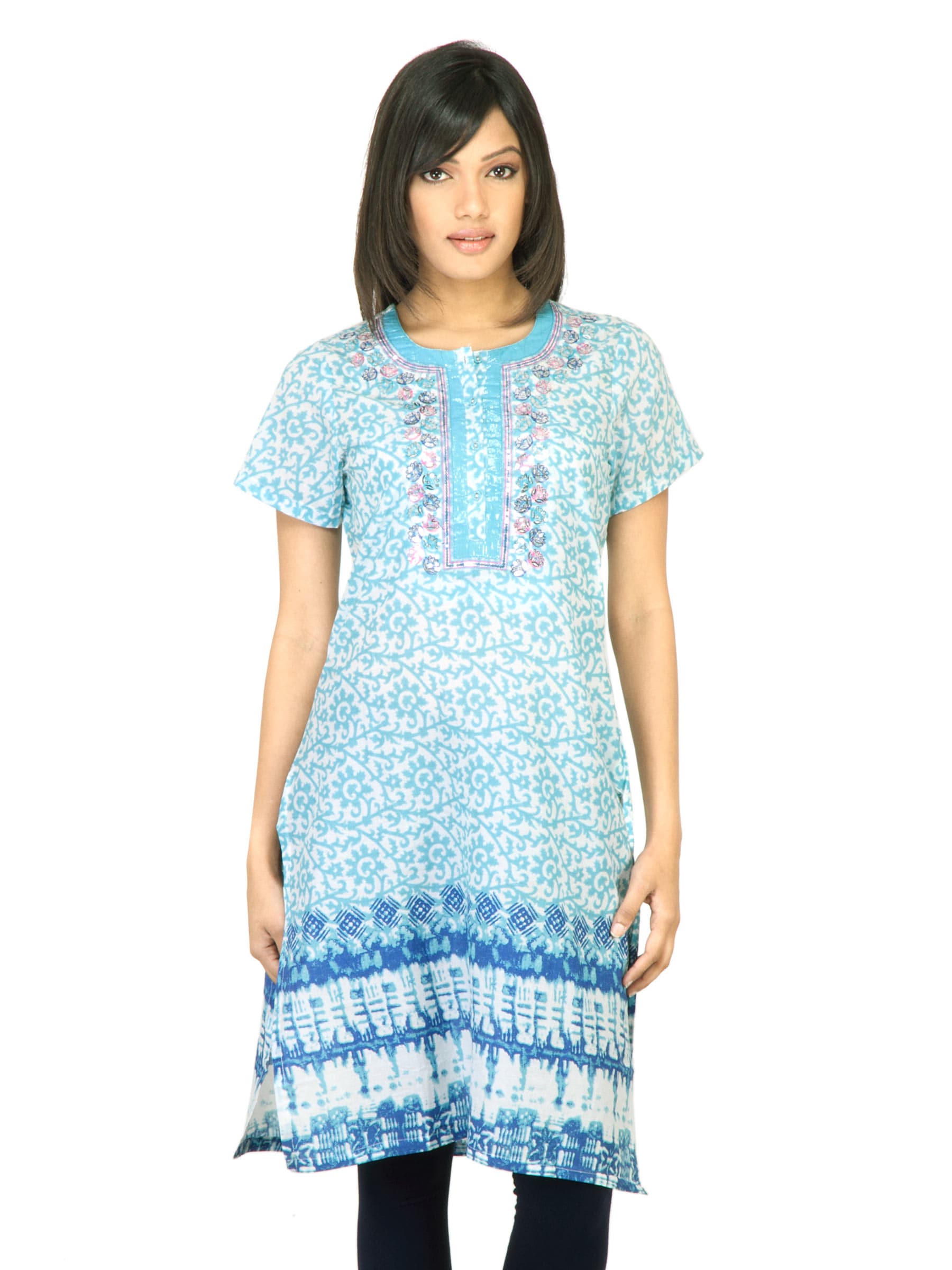 BIBA Women Printed Blue Kurta