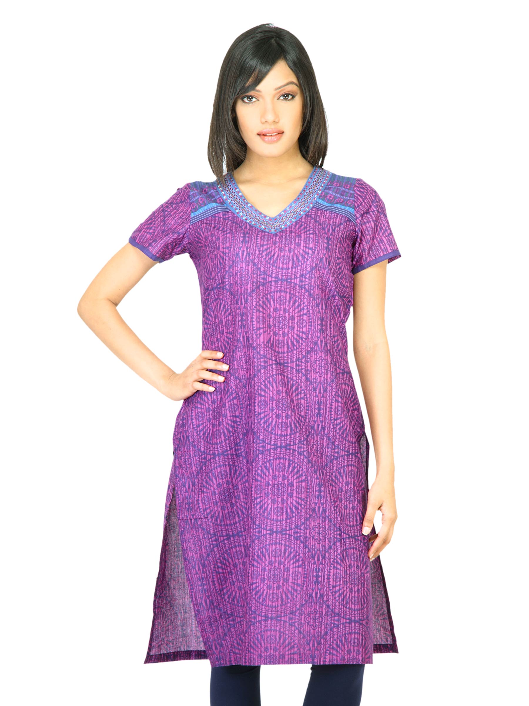 BIBA Women Printed Purple Kurta