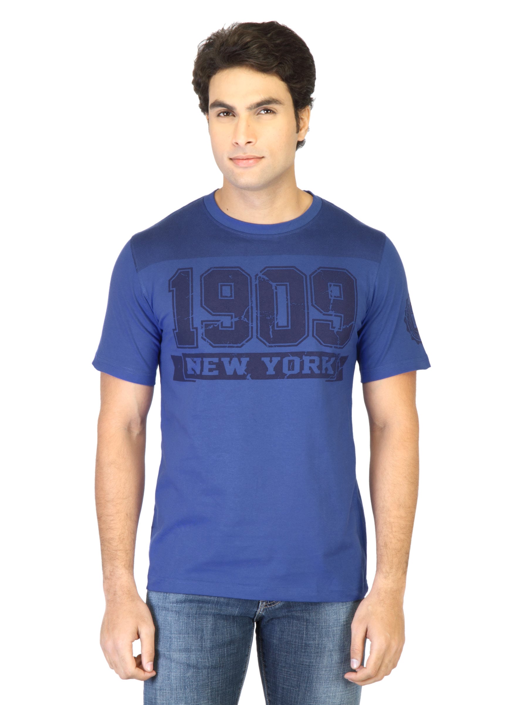 Locomotive Men Blue Printed Tshirt