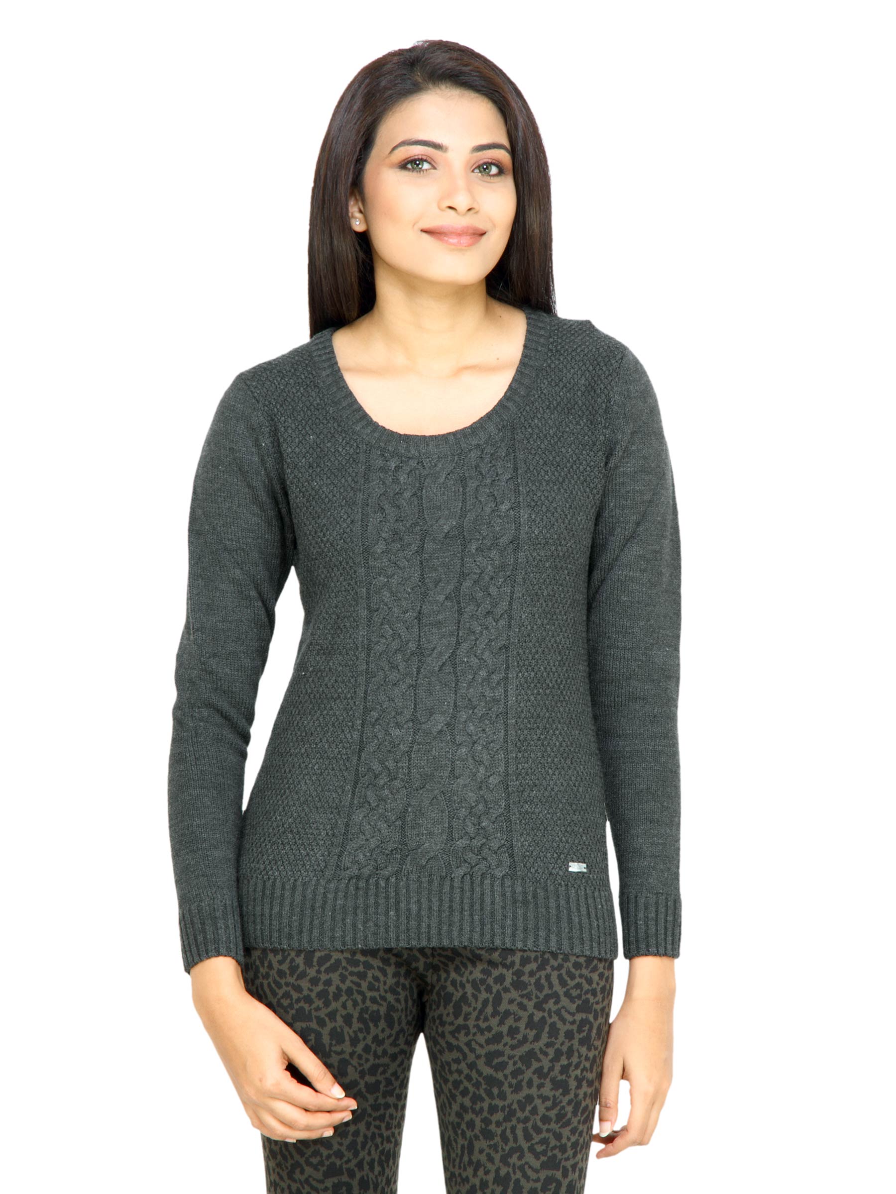 Arrow Woman Charcoal Solid Sweater