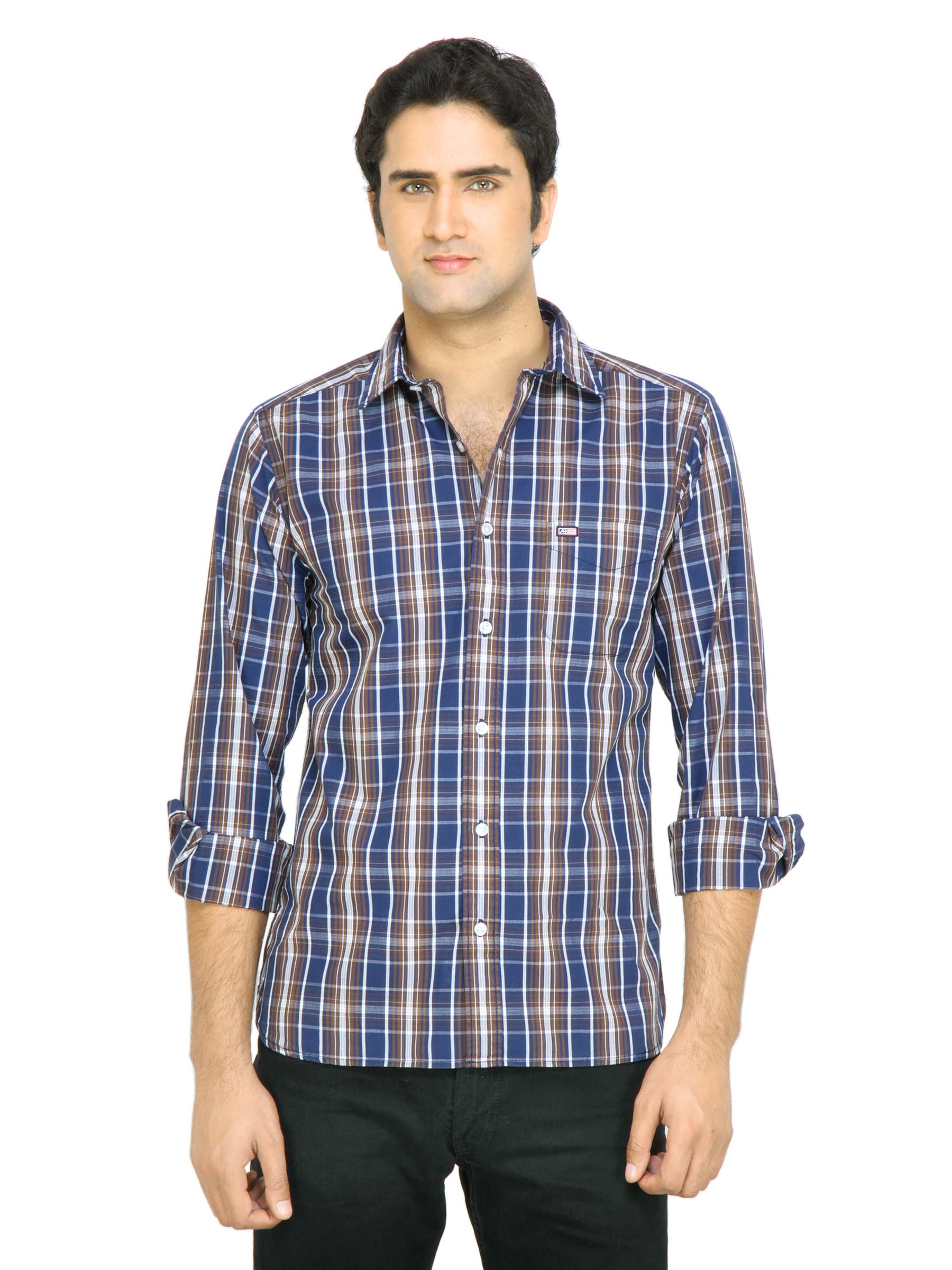 Arrow Sport Men Navy Blue Check Shirt