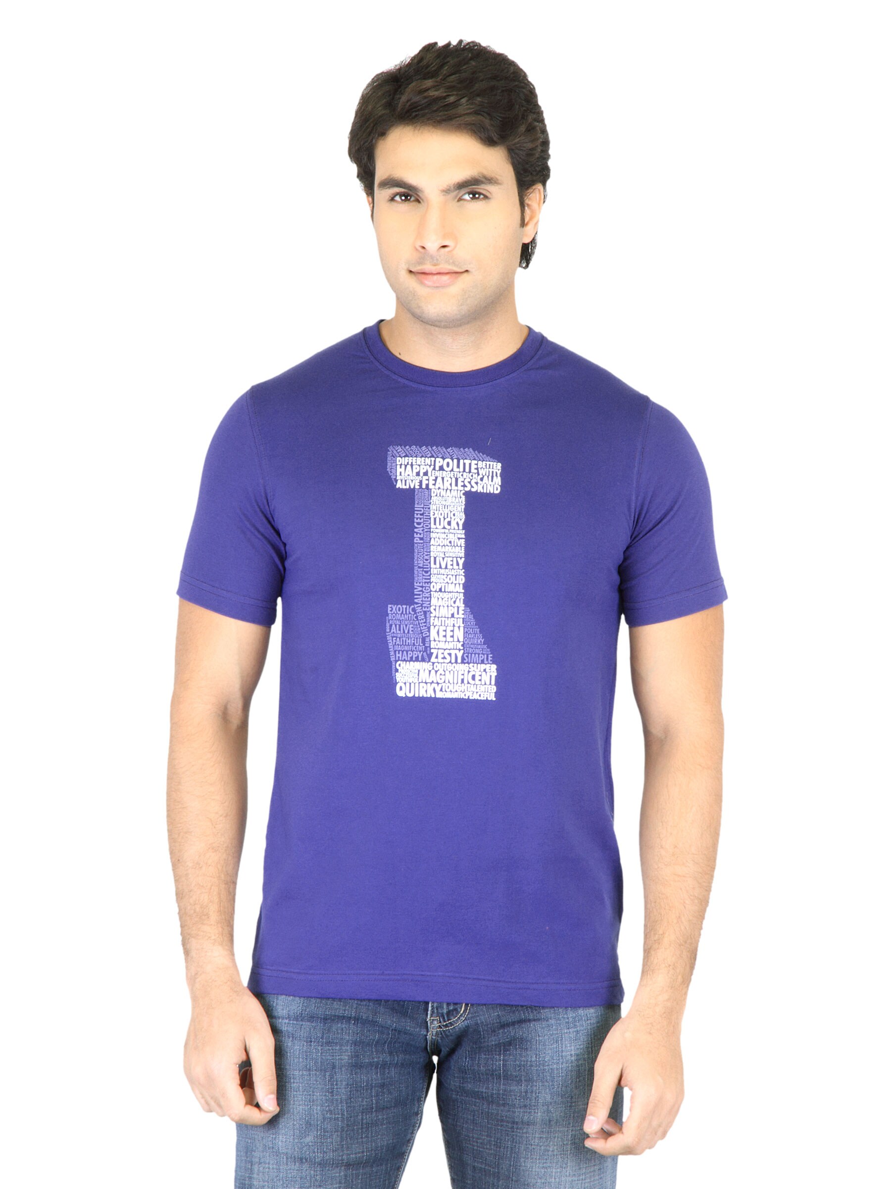 Mark Taylor Men Blue Printed T-shirt