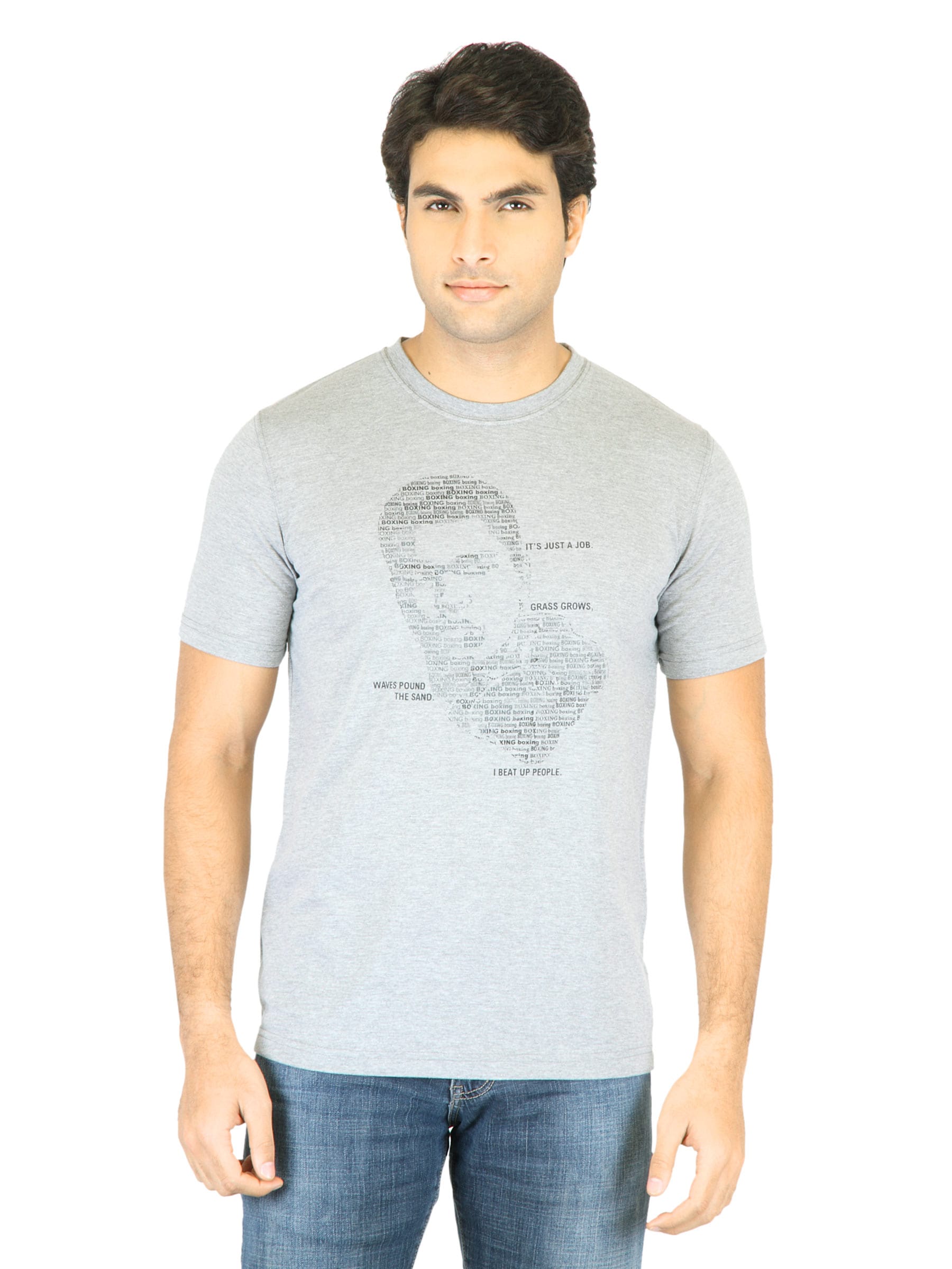 Mark Taylor Men Grey Printed T-shirt