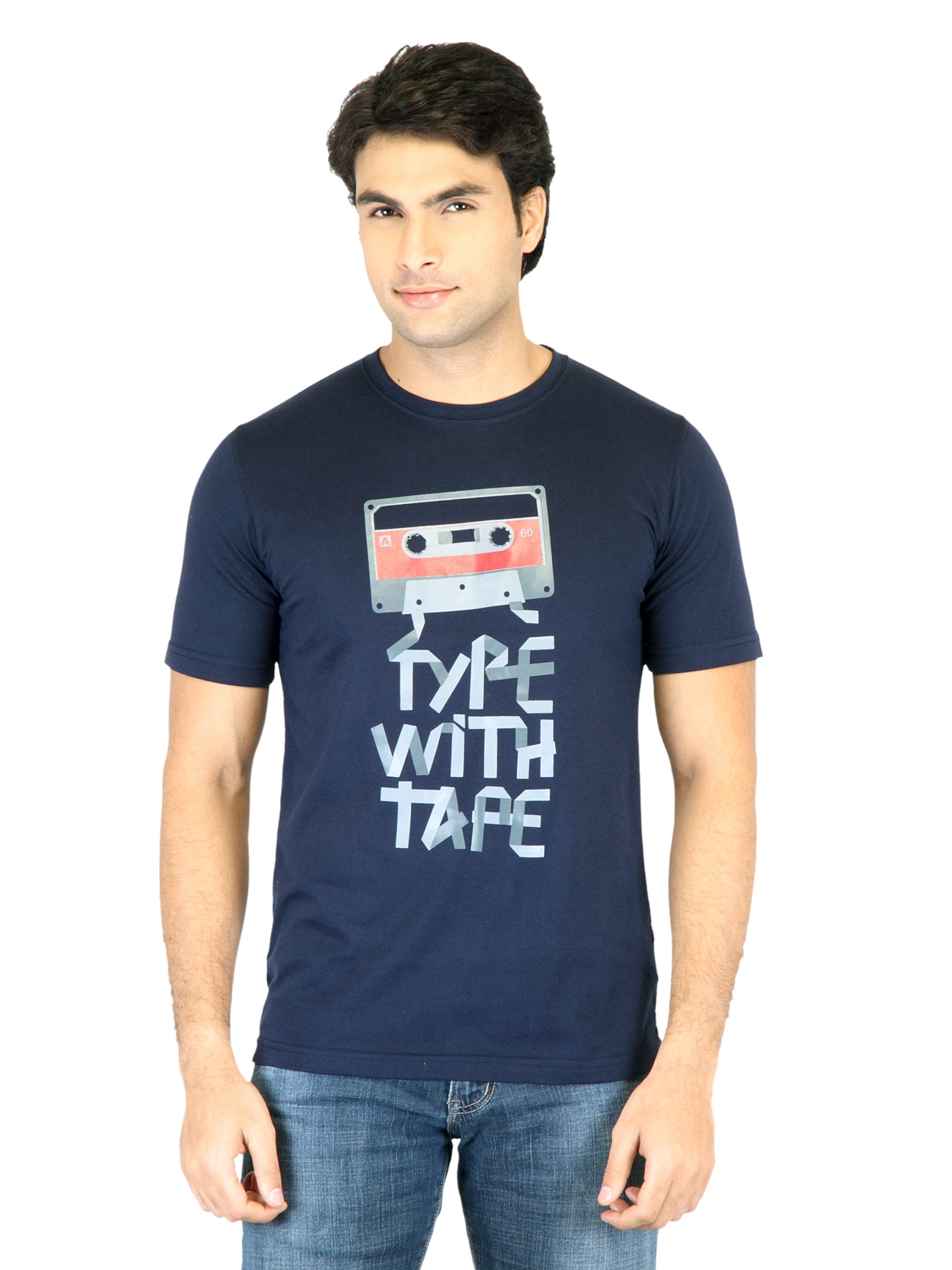 Mark Taylor Men Navy Blue Printed T-shirt