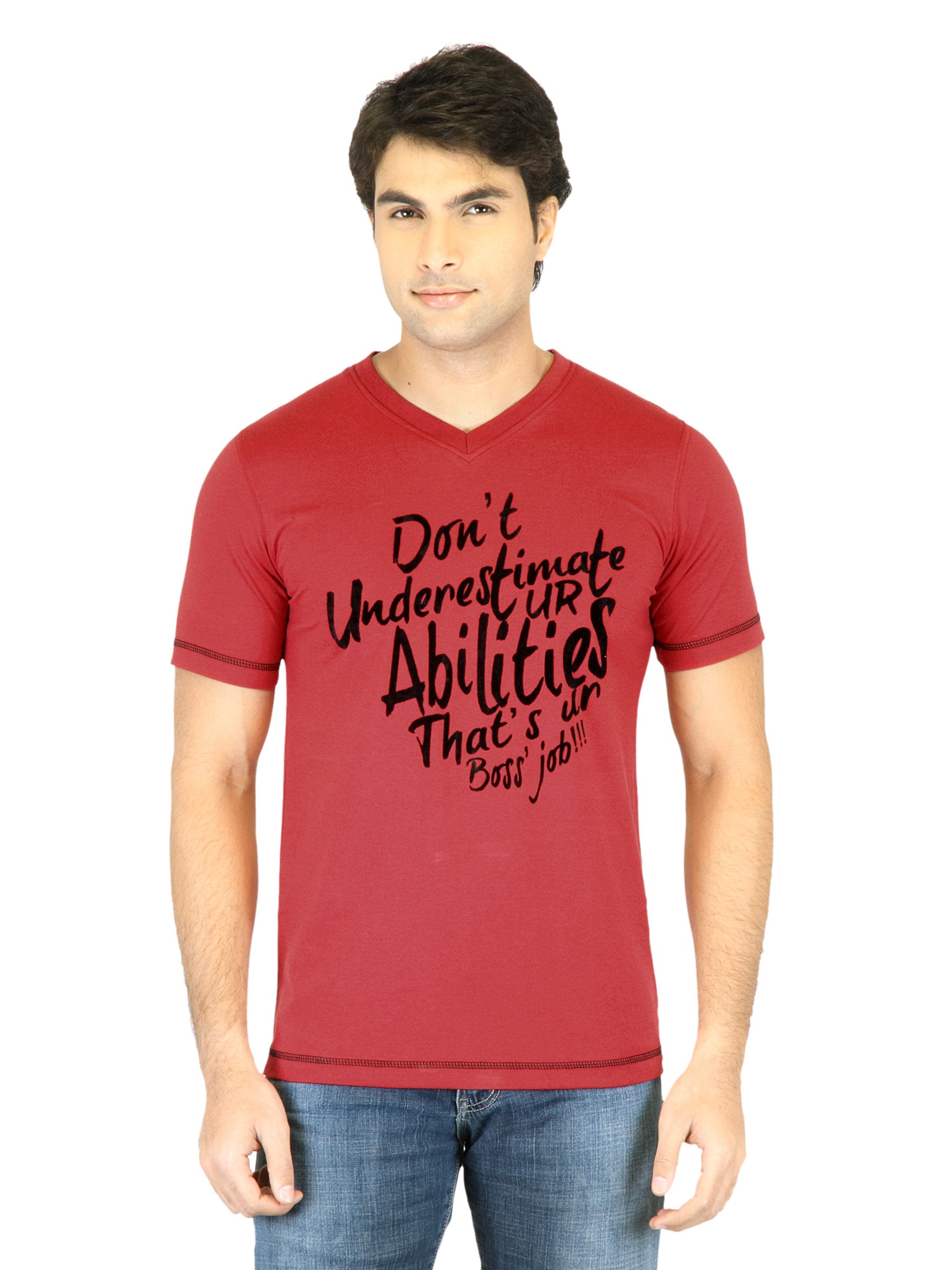 Mark Taylor Men Red Printed T-shirt