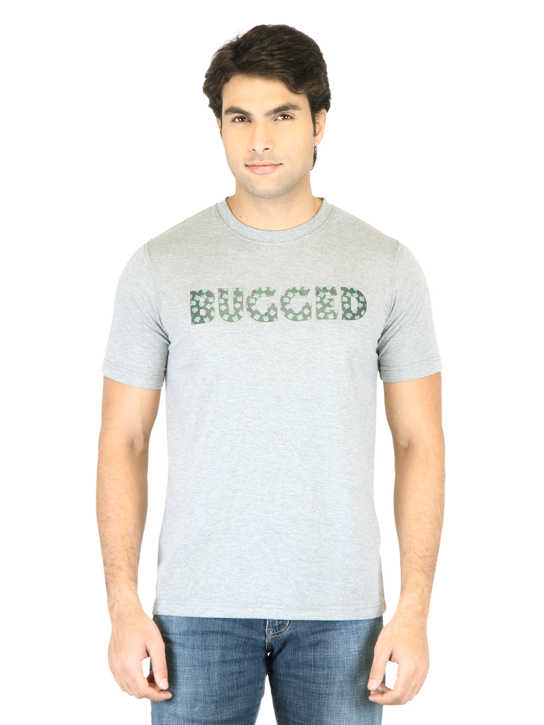 Mark Taylor Men Grey Printed T-shirt