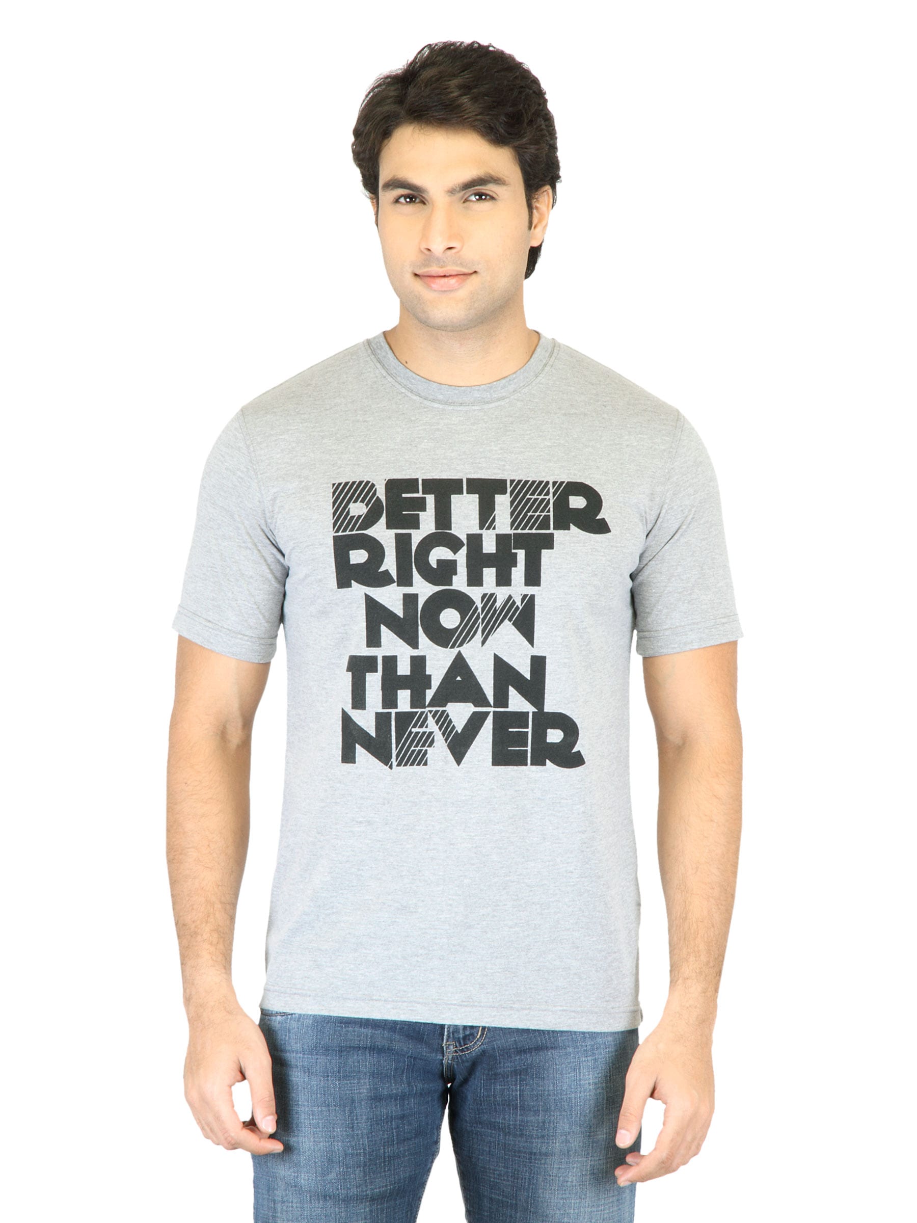 Mark Taylor Men Grey Printed T-shirt