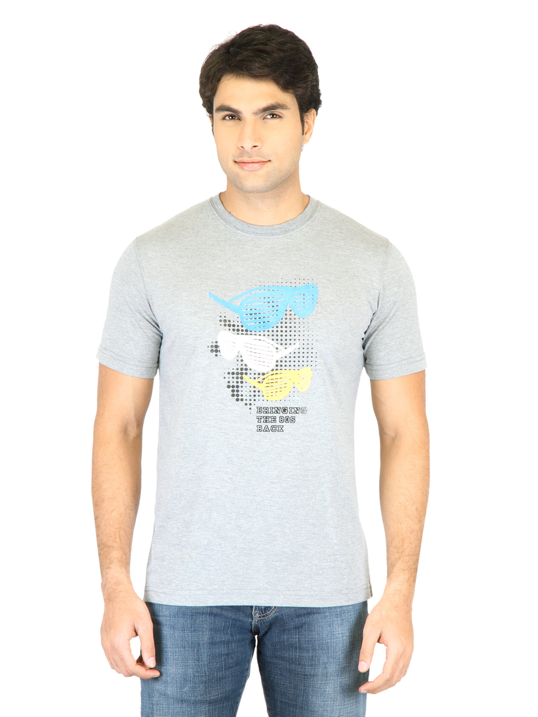 Mark Taylor Men Grey Printed T-shirt