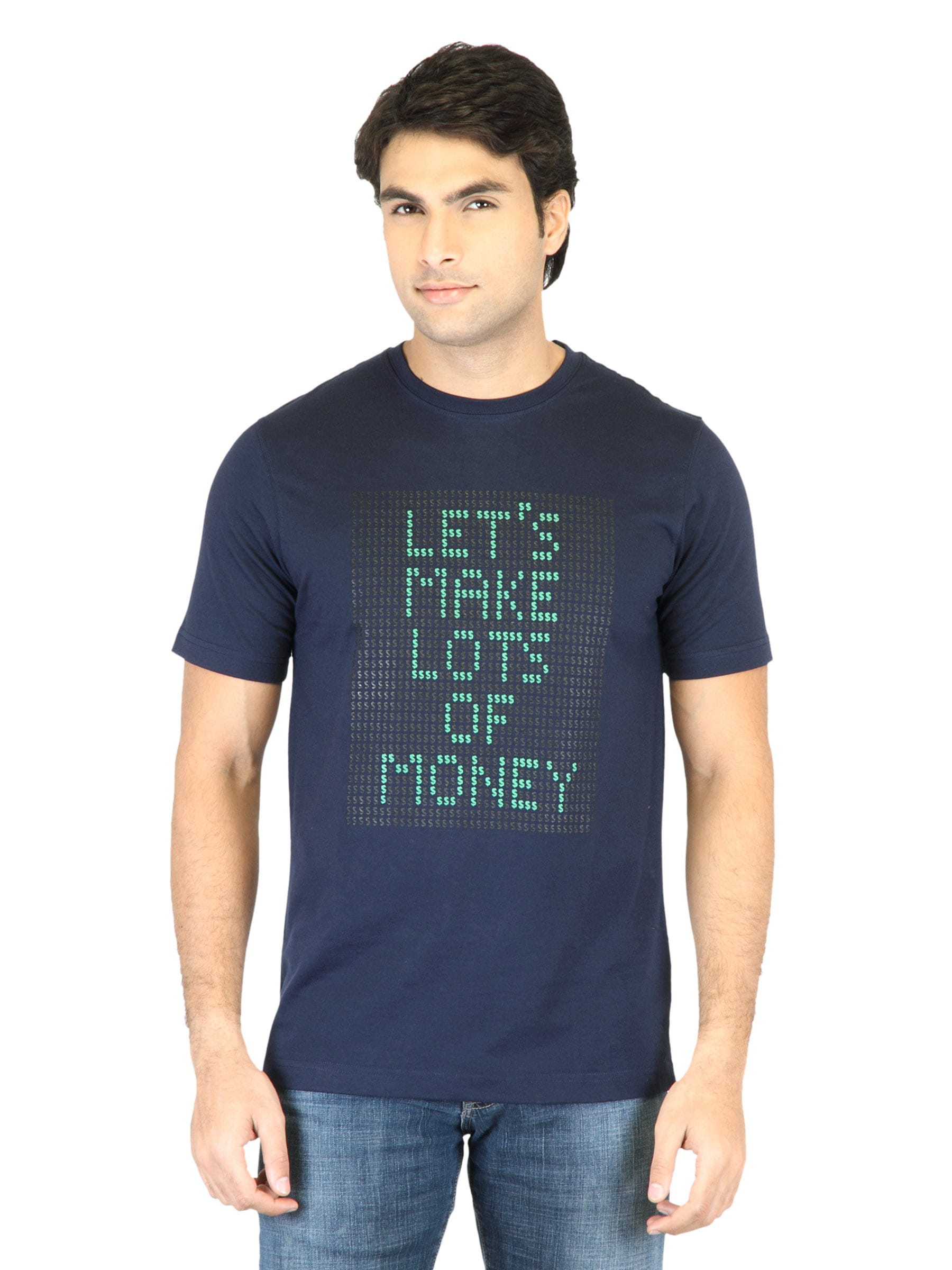 Mark Taylor Men Navy Blue Printed T-shirt