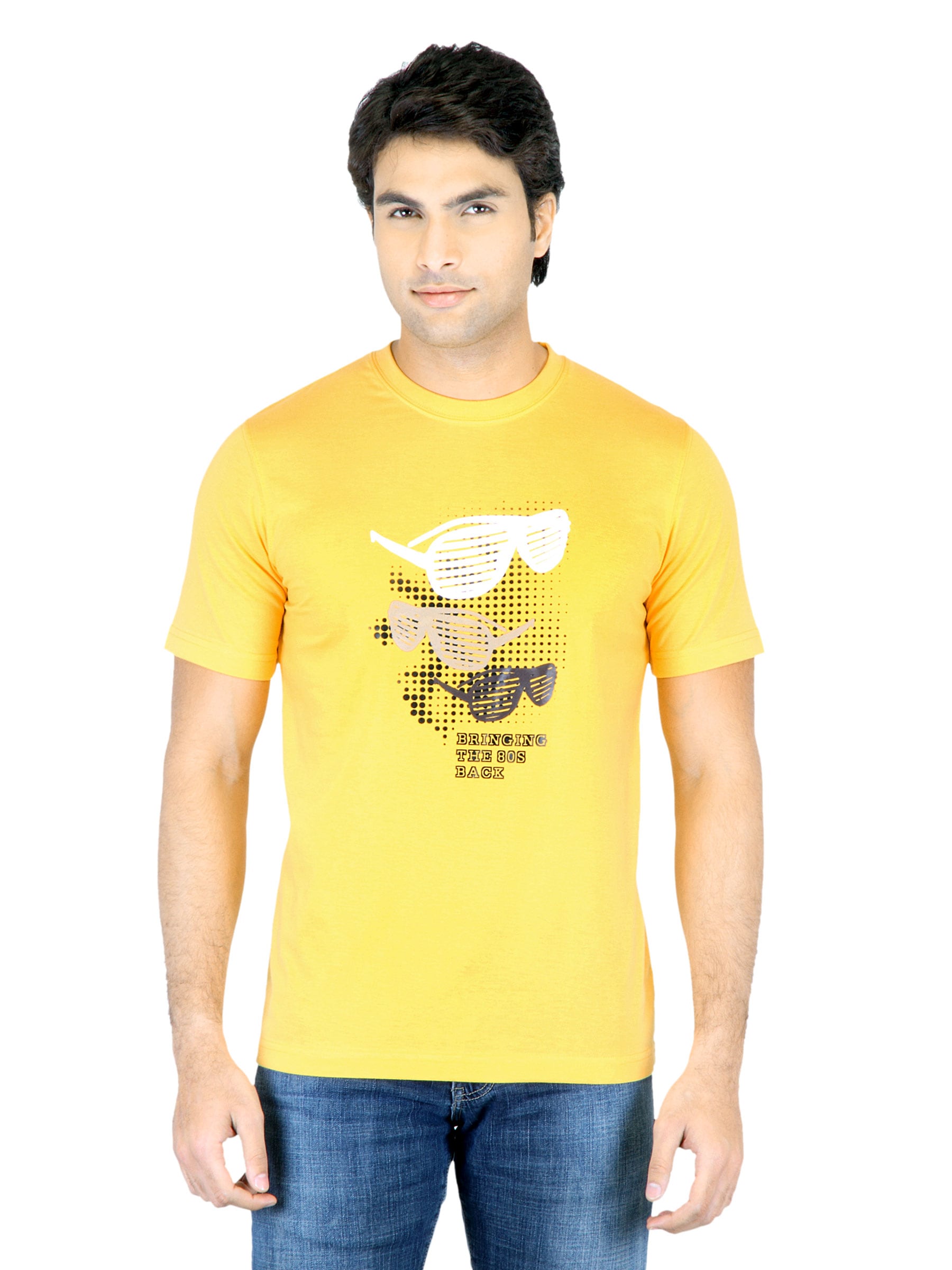 Mark Taylor Men Yellow Printed T-shirt