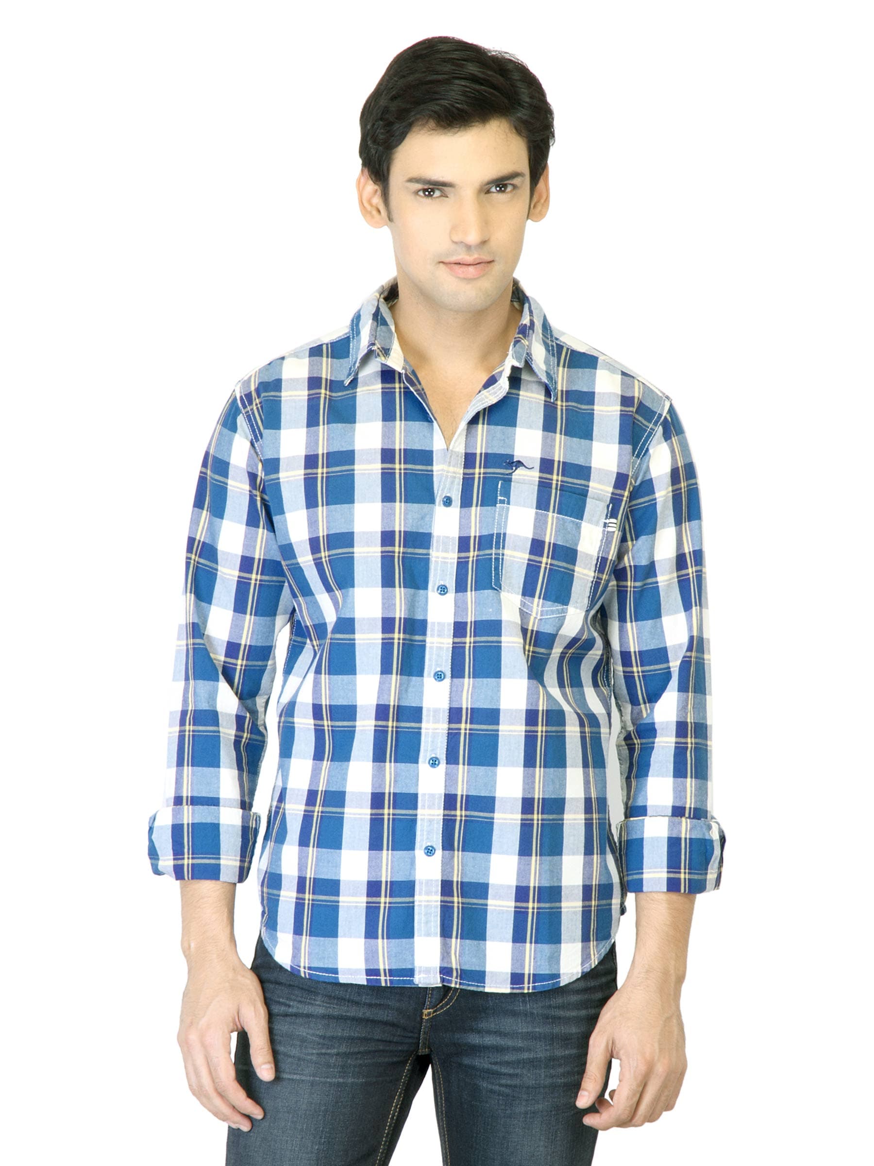 Highlander Men Blue Check Shirt