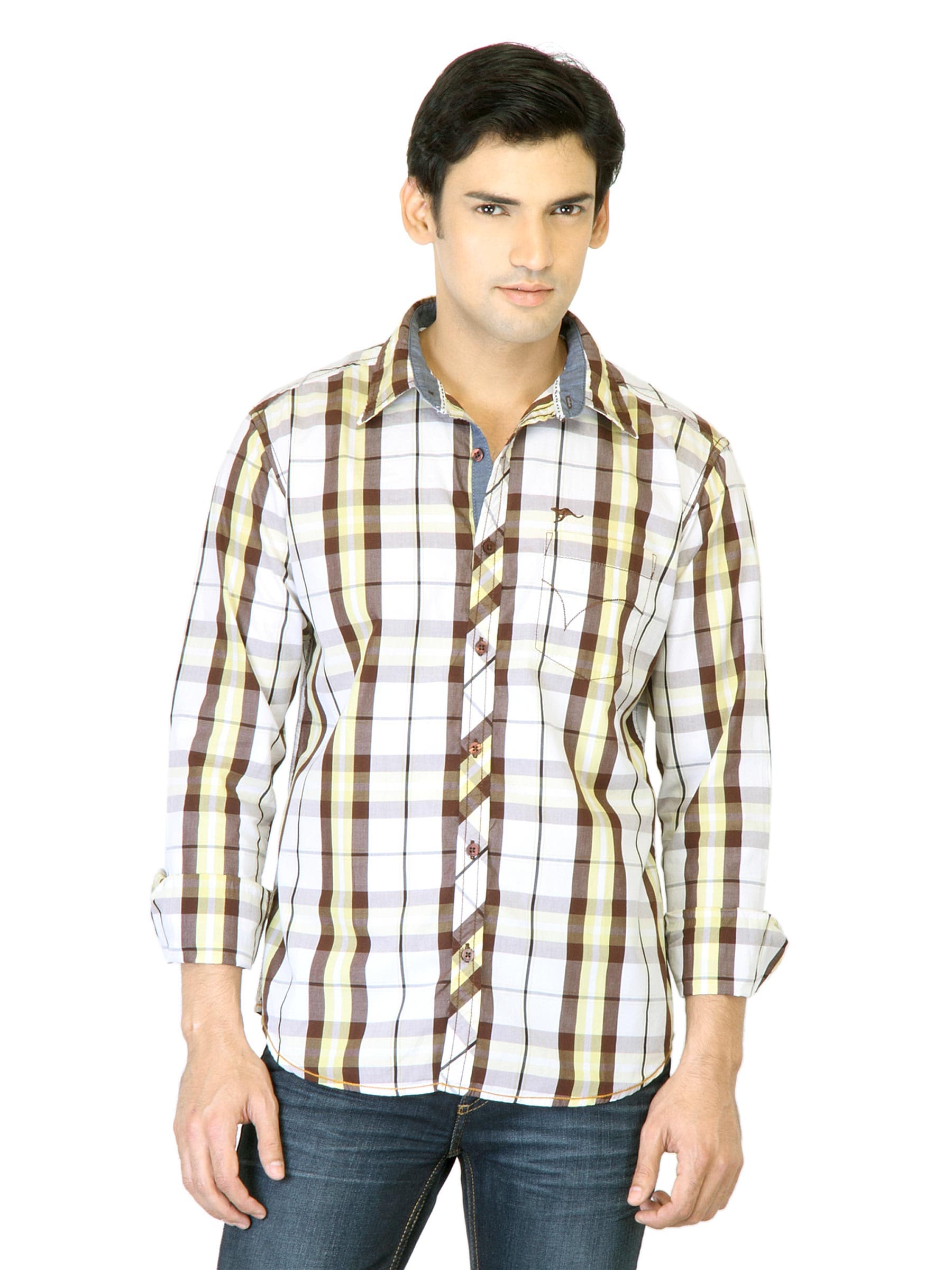 Highlander Men Brown Check Shirt